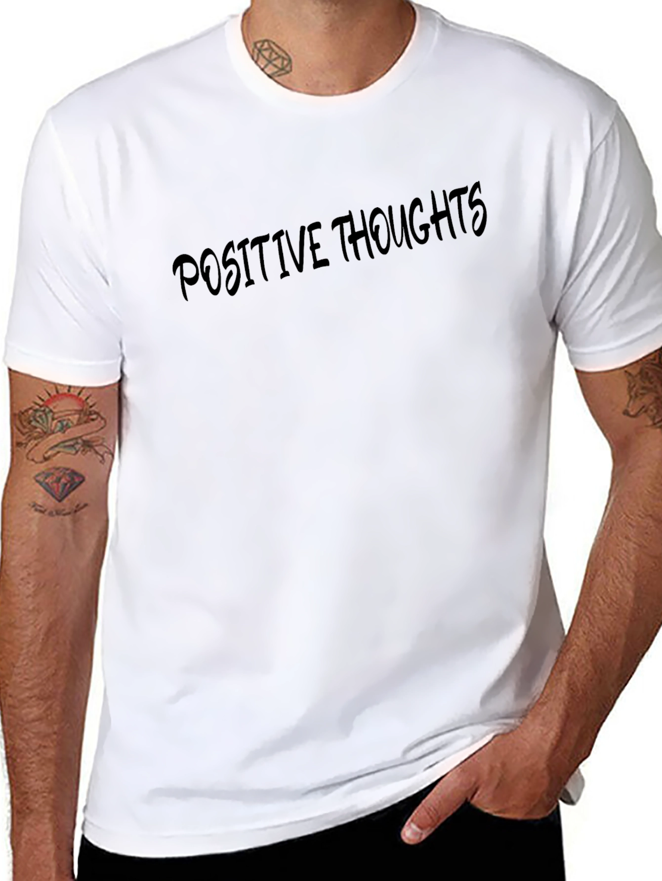 Positive Thoughts Black T-Shirt - Stylish Crew Neck Tee