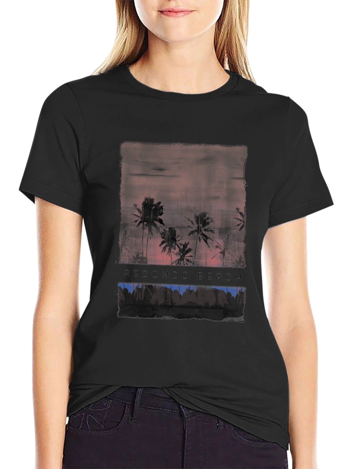 Redondo Beach Graphic T-Shirt Black Cotton Tee