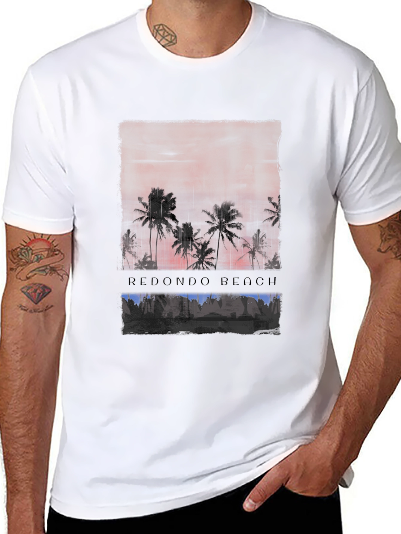 Redondo Beach Graphic T-Shirt Black Cotton Tee