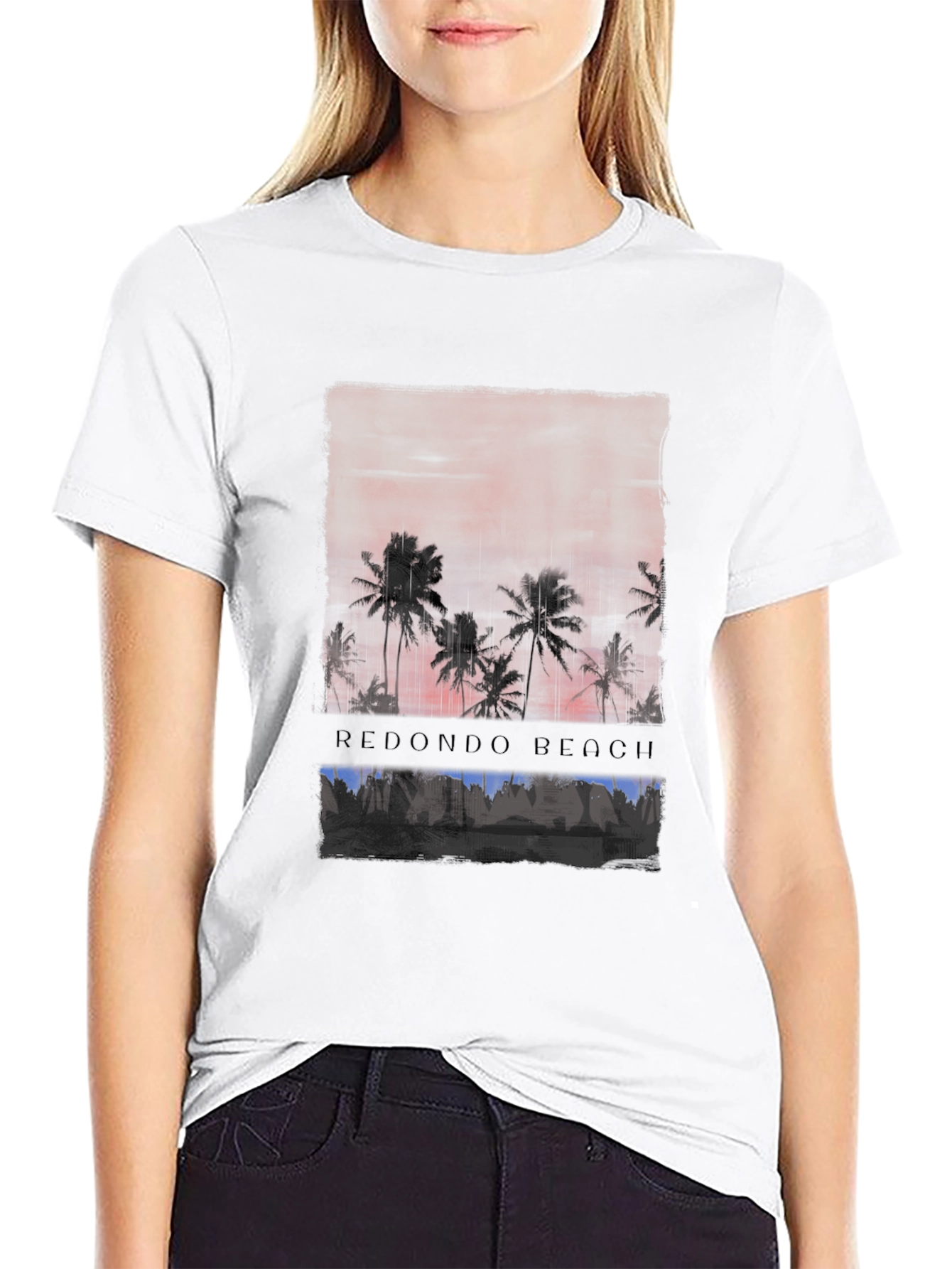 Redondo Beach Graphic T-Shirt Black Cotton Tee
