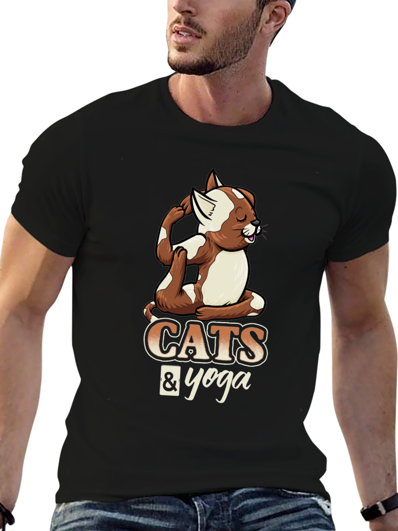 Cats & Yoga Graphic Tee - Relaxed Fit
