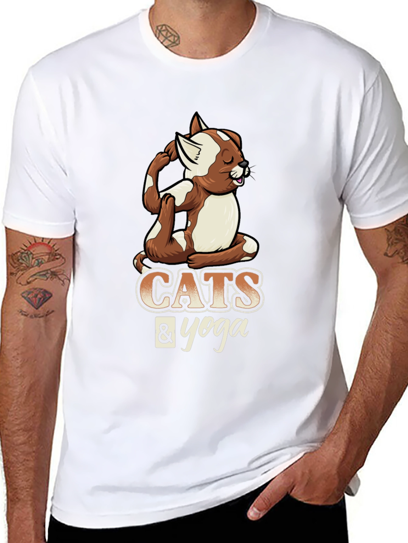 Cats & Yoga Graphic Tee - Relaxed Fit