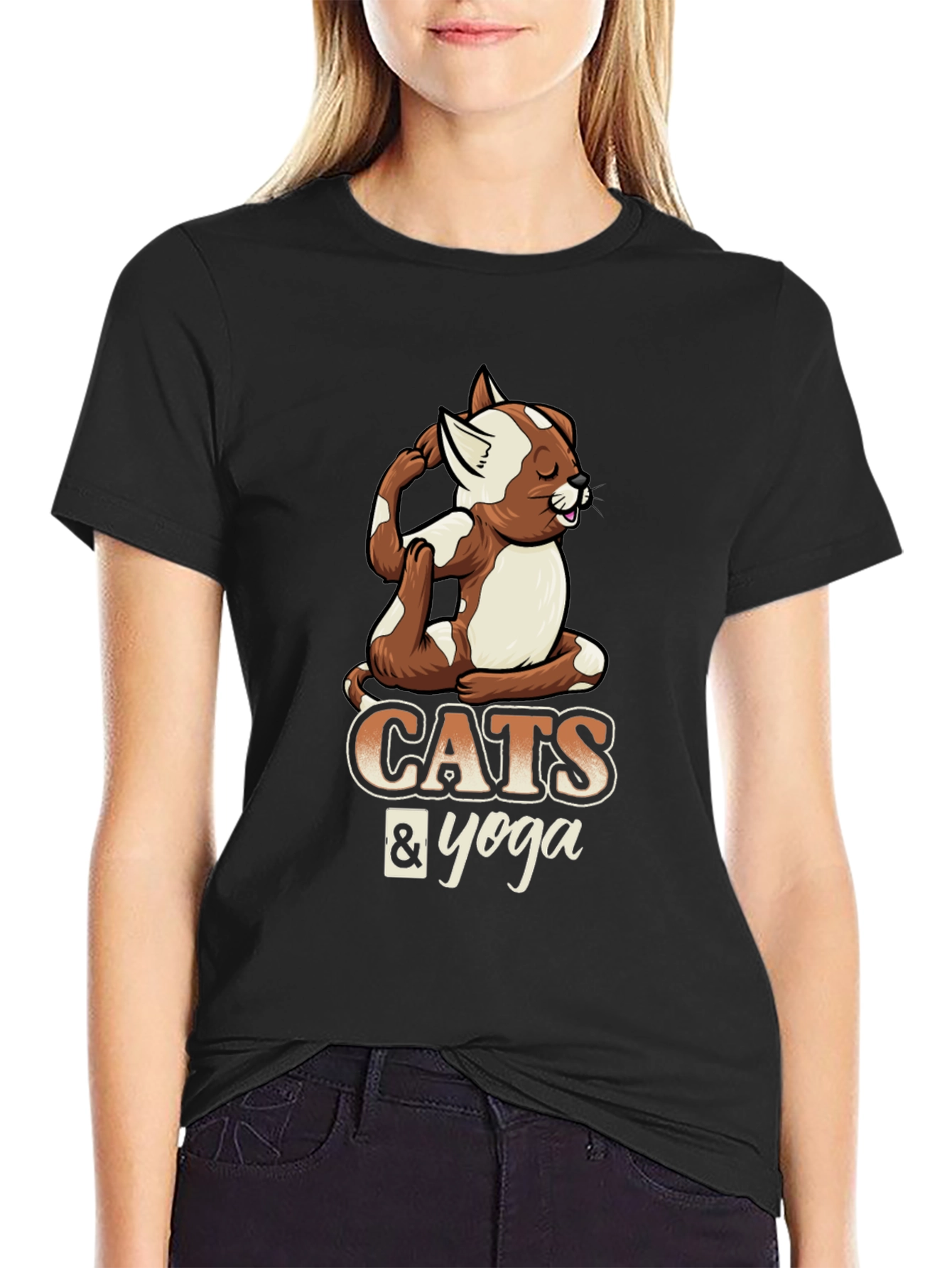 Cats & Yoga Graphic Tee - Relaxed Fit