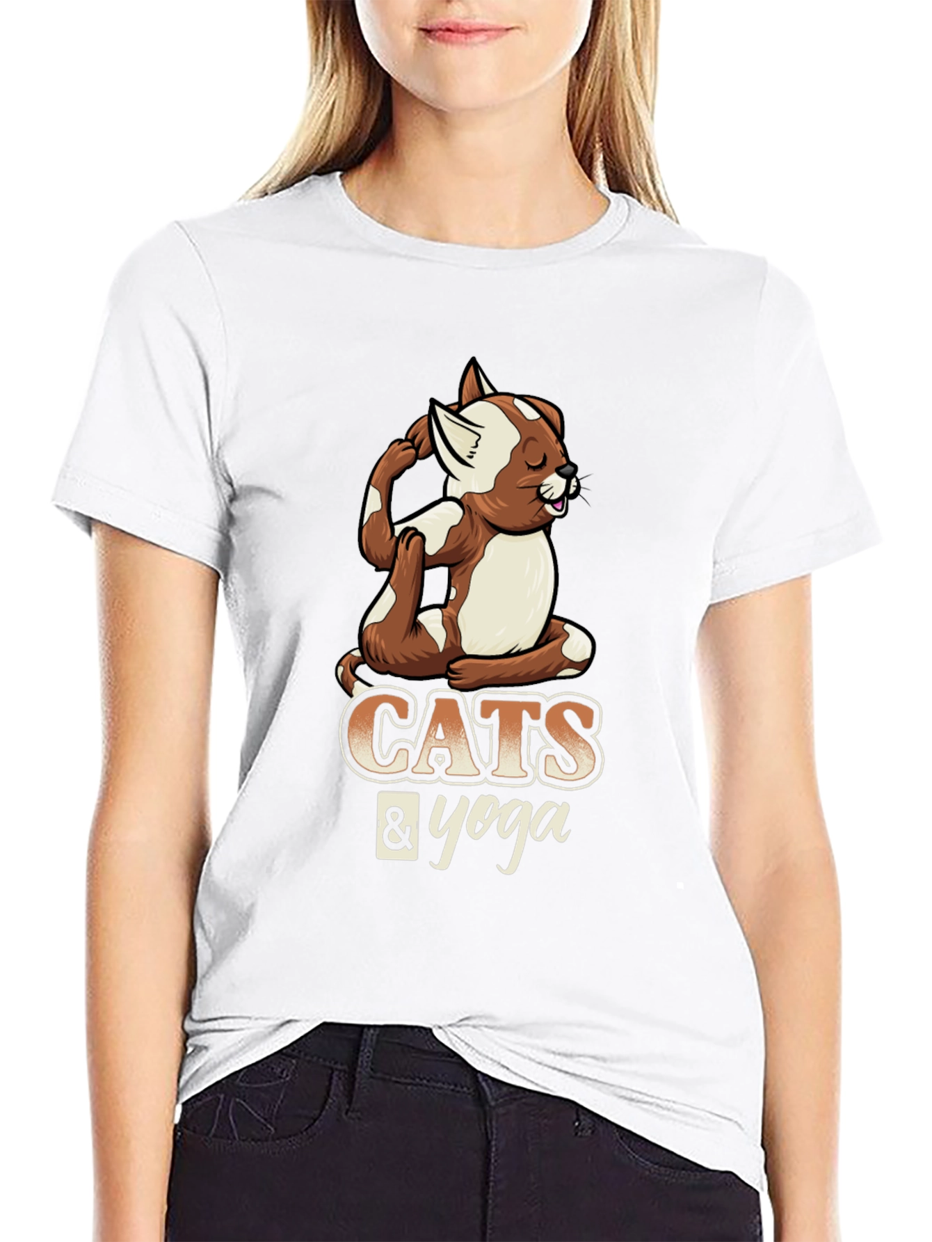 Cats & Yoga Graphic Tee - Relaxed Fit