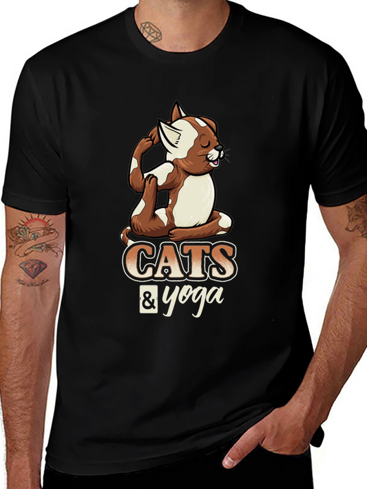 Cats & Yoga Graphic Tee - Relaxed Fit