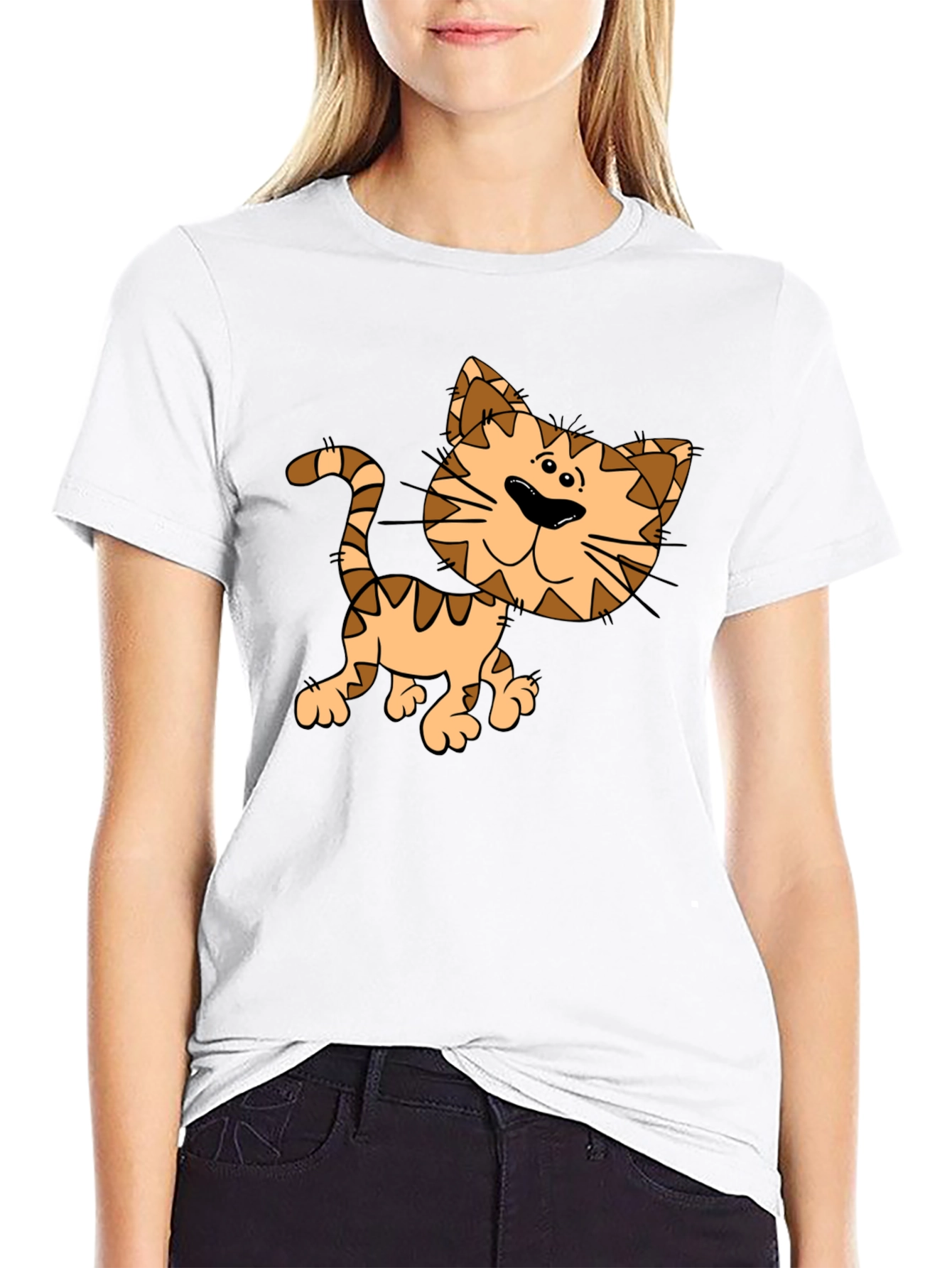 Cute Cartoon Cat T-Shirt - Unisex Black Tee