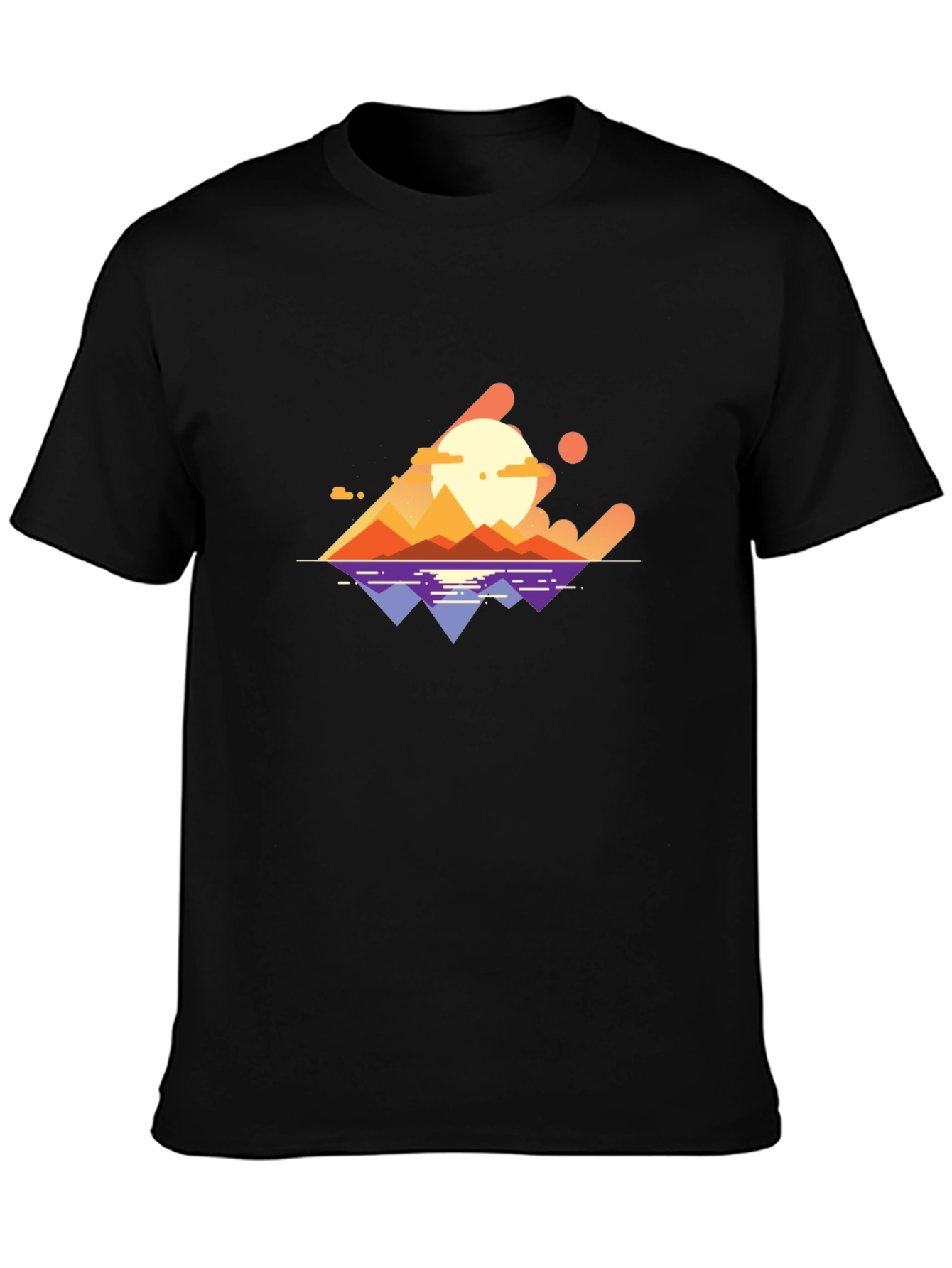 Abstract Sunset Graphic Tee - Stylish Black T-Shirt