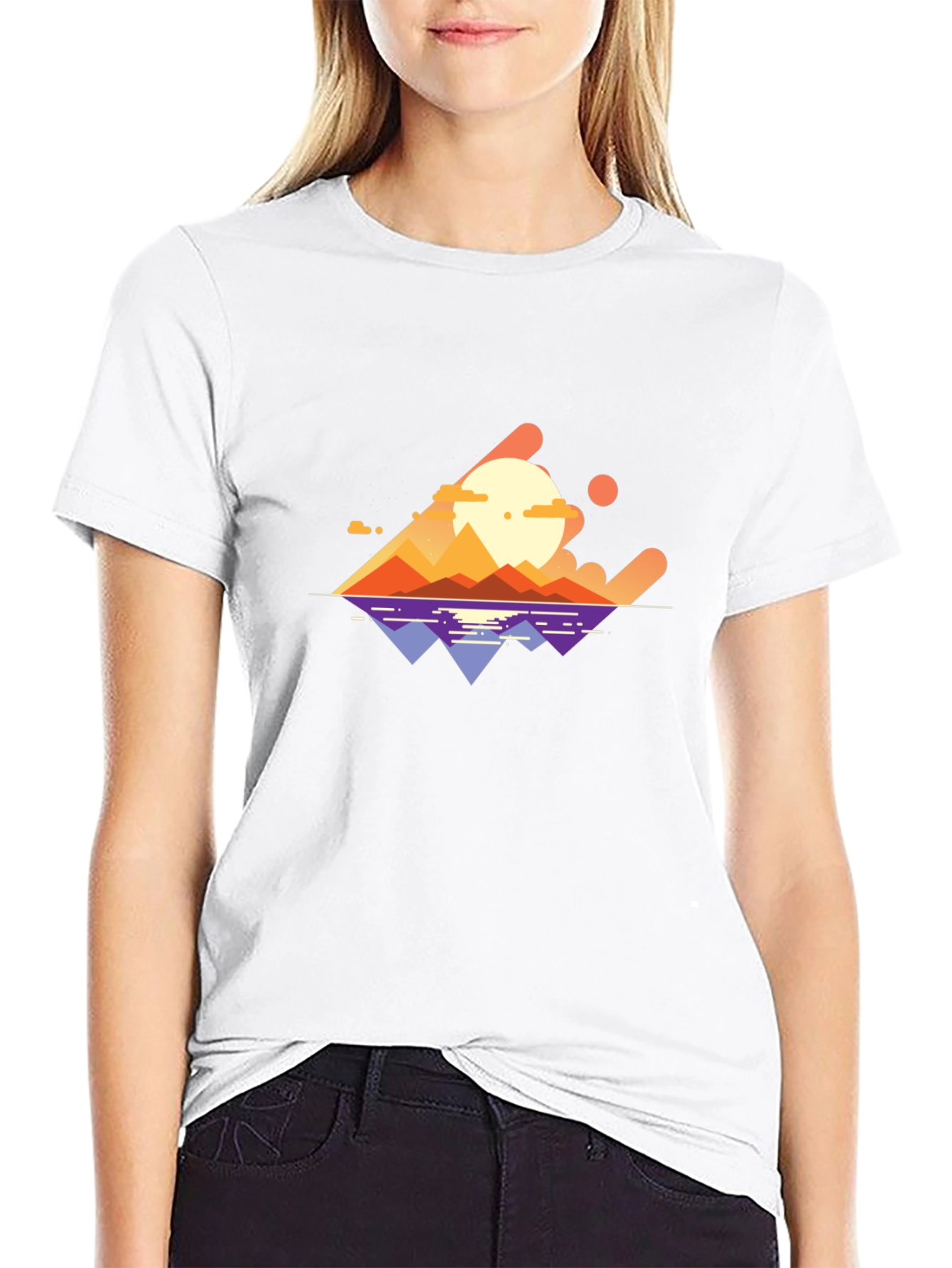 Abstract Sunset Graphic Tee - Stylish Black T-Shirt