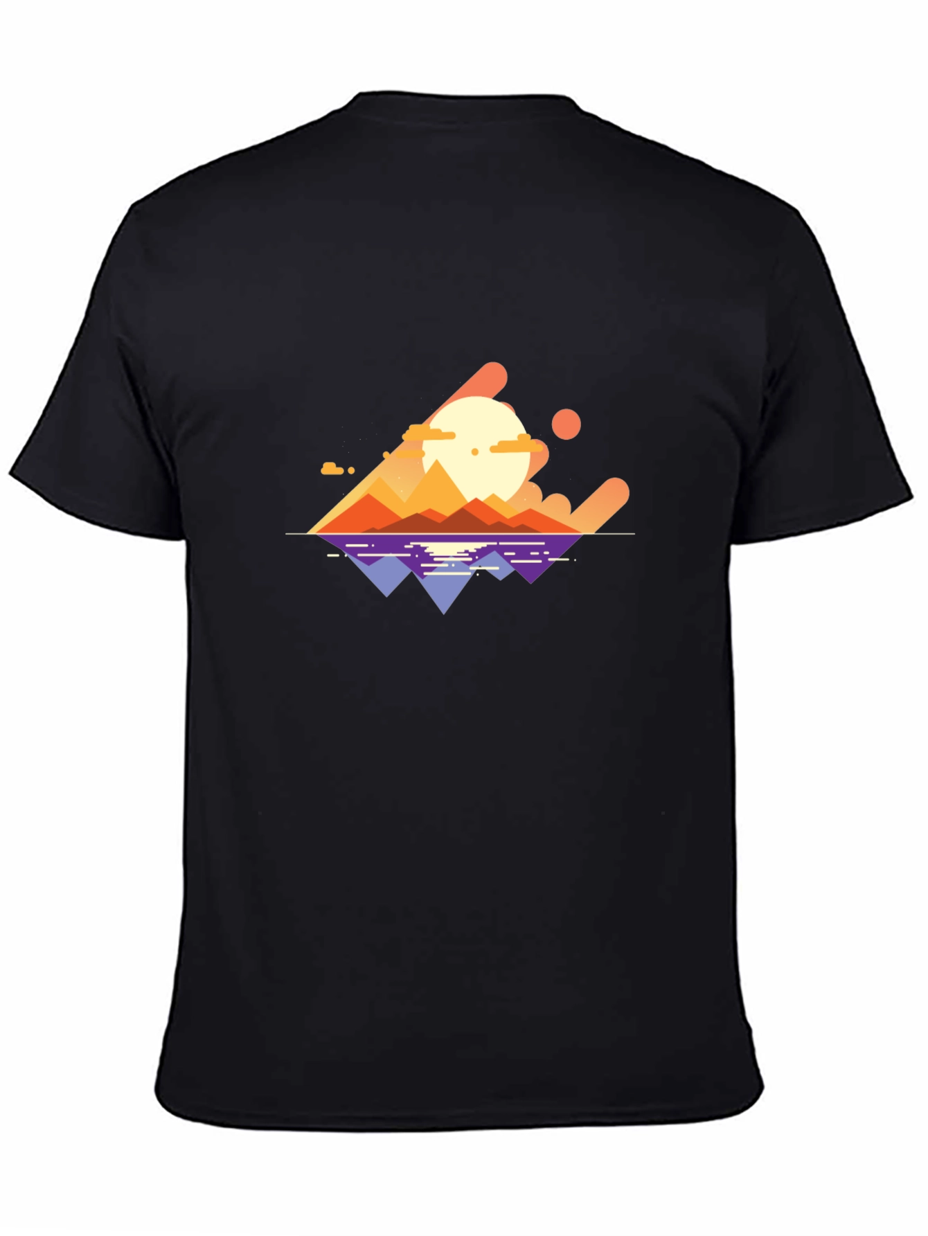 Abstract Sunset Graphic Tee - Stylish Black T-Shirt