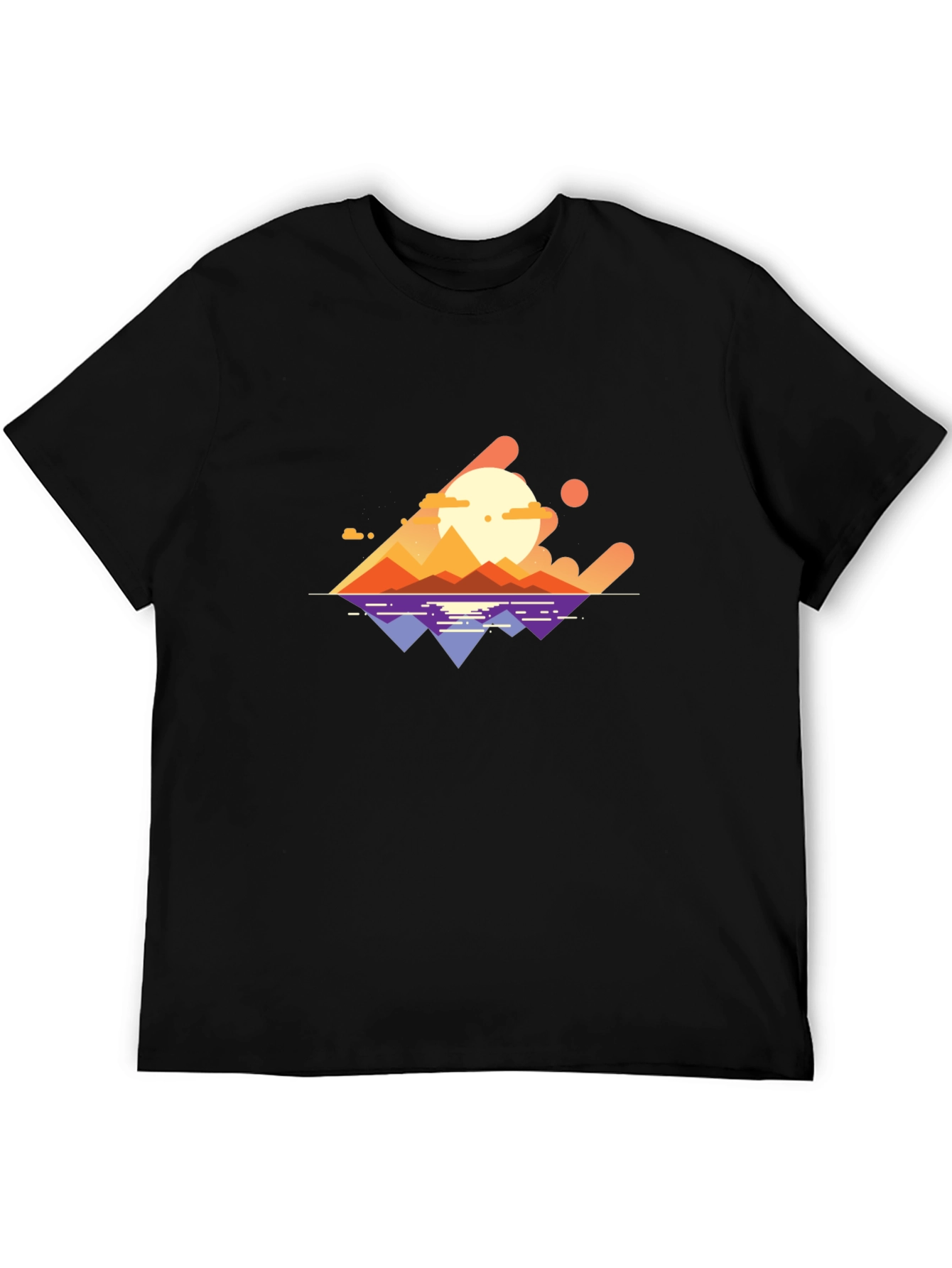 Abstract Sunset Graphic Tee - Stylish Black T-Shirt
