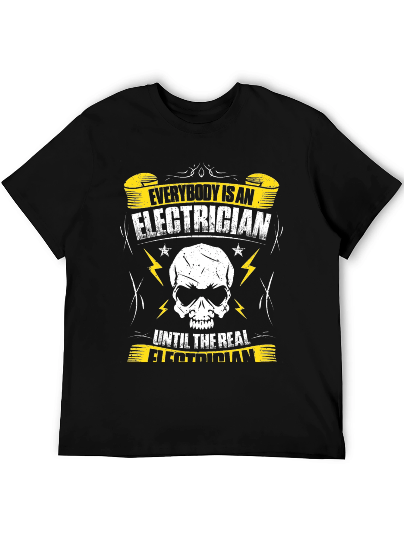 Electrician Skull Graphic T-Shirt - Black
