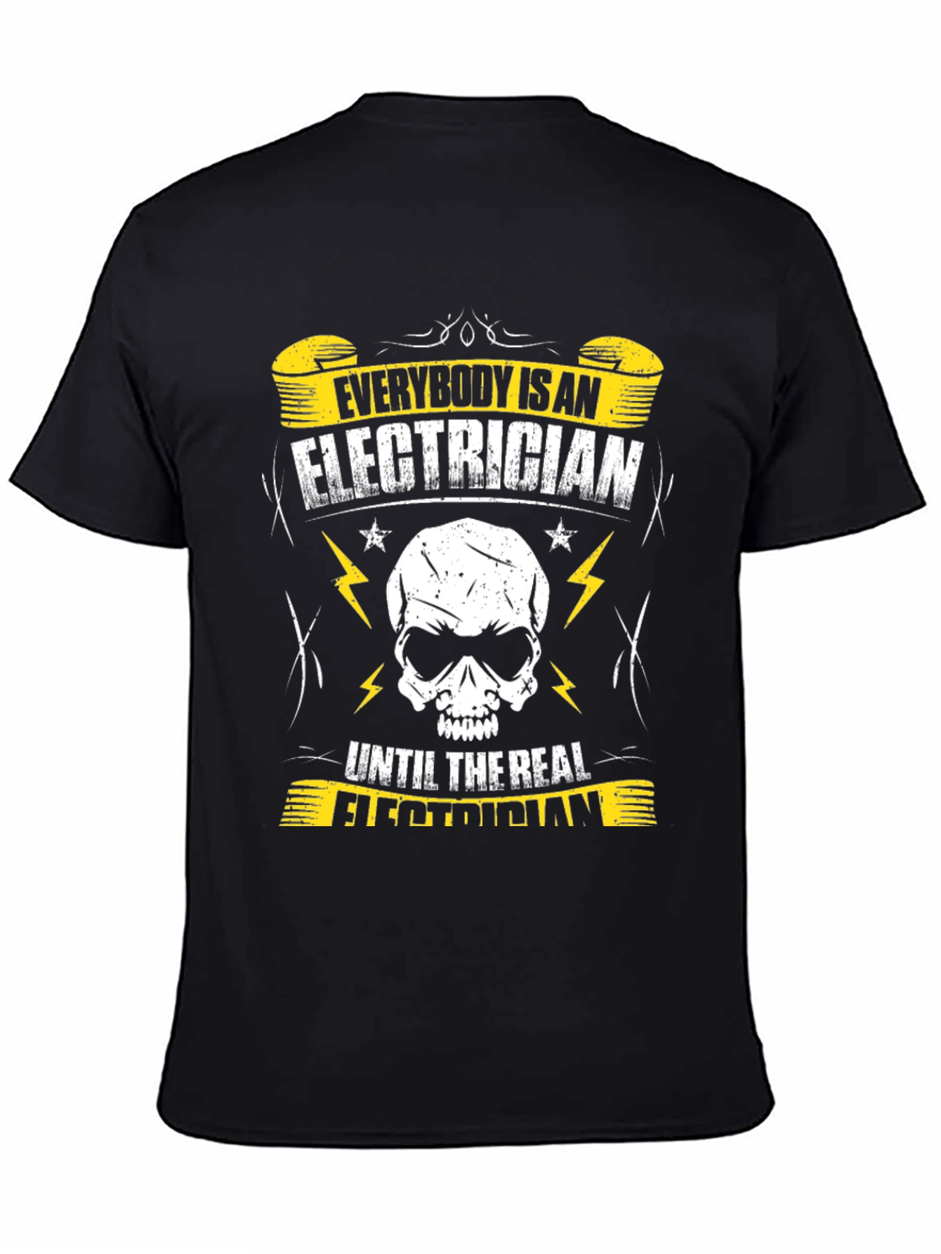 Electrician Skull Graphic T-Shirt - Black