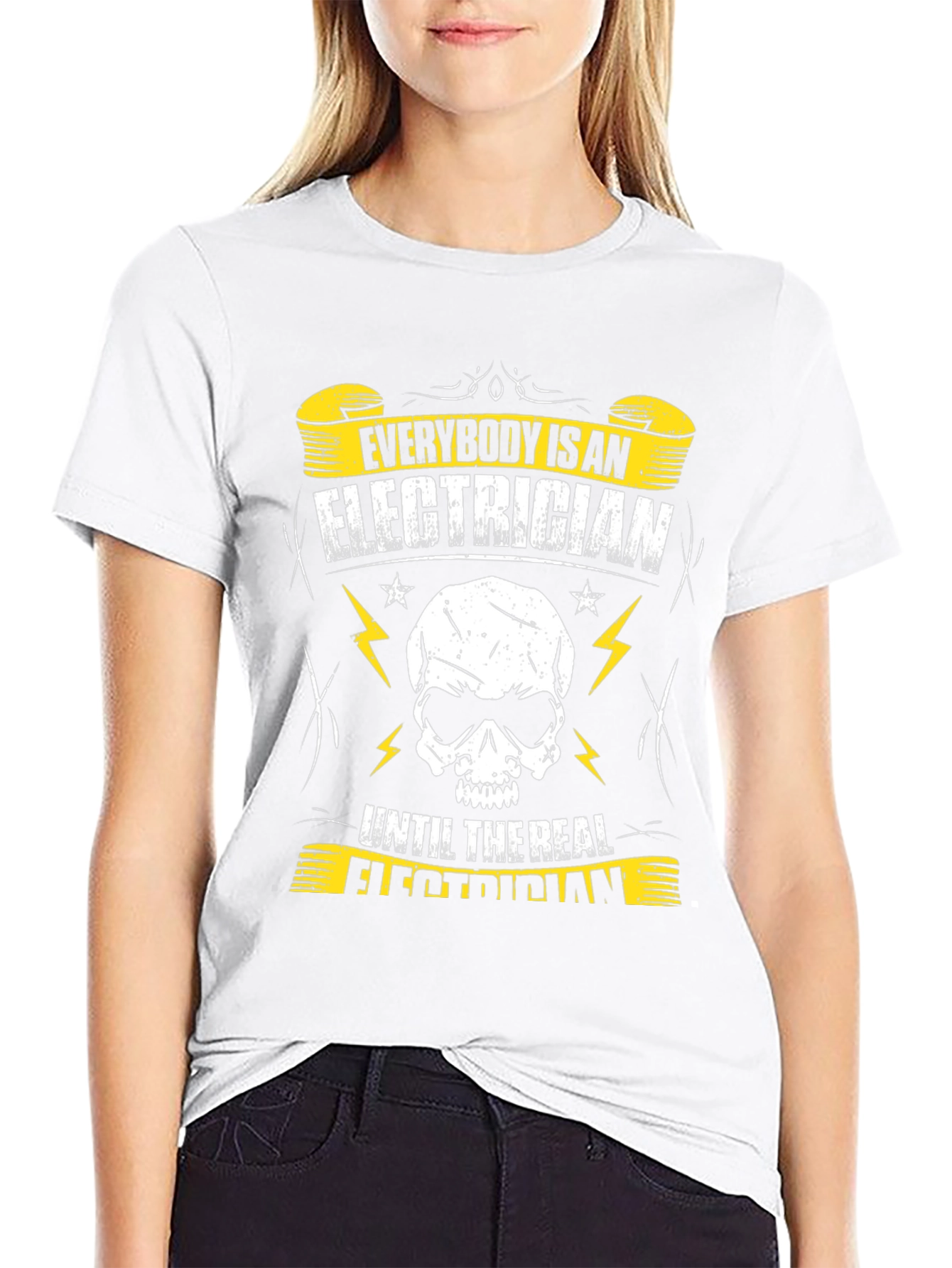 Electrician Skull Graphic T-Shirt - Black