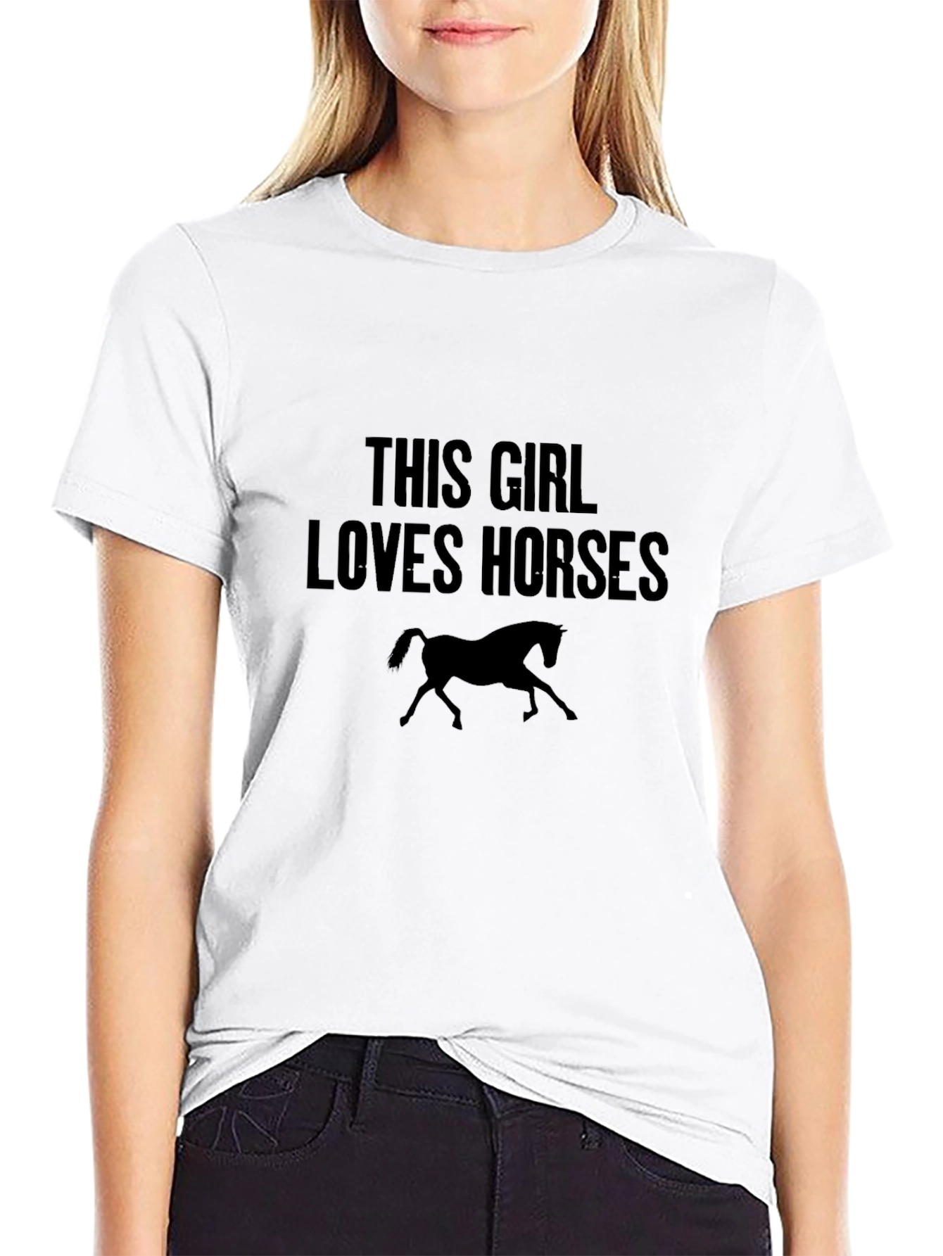 This Girl Loves Horses Black T-Shirt