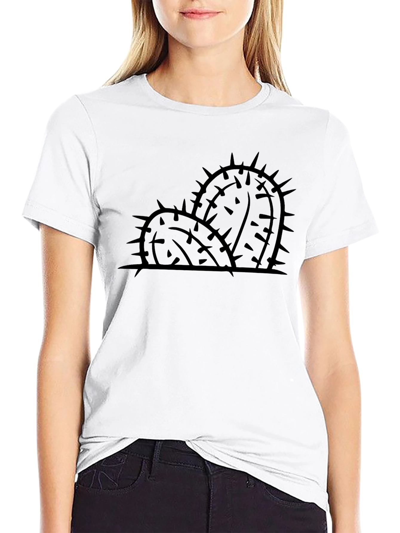 Cactus Silhouette Graphic Tee - Black Cotton Blend