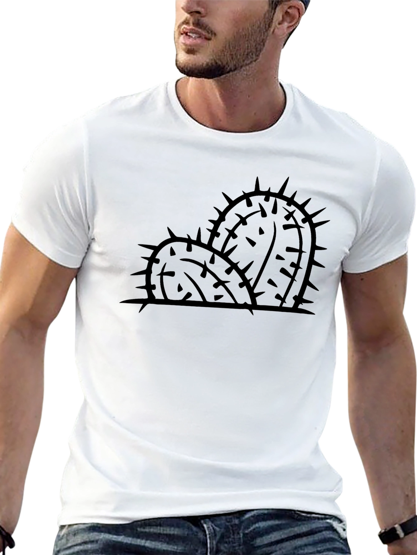 Cactus Silhouette Graphic Tee - Black Cotton Blend