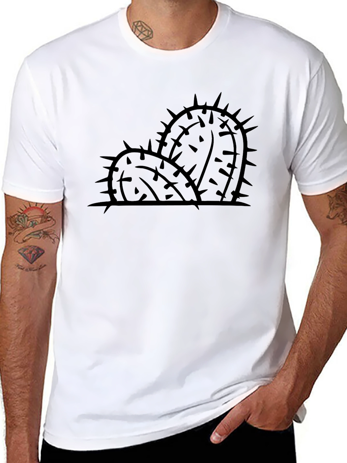 Cactus Silhouette Graphic Tee - Black Cotton Blend