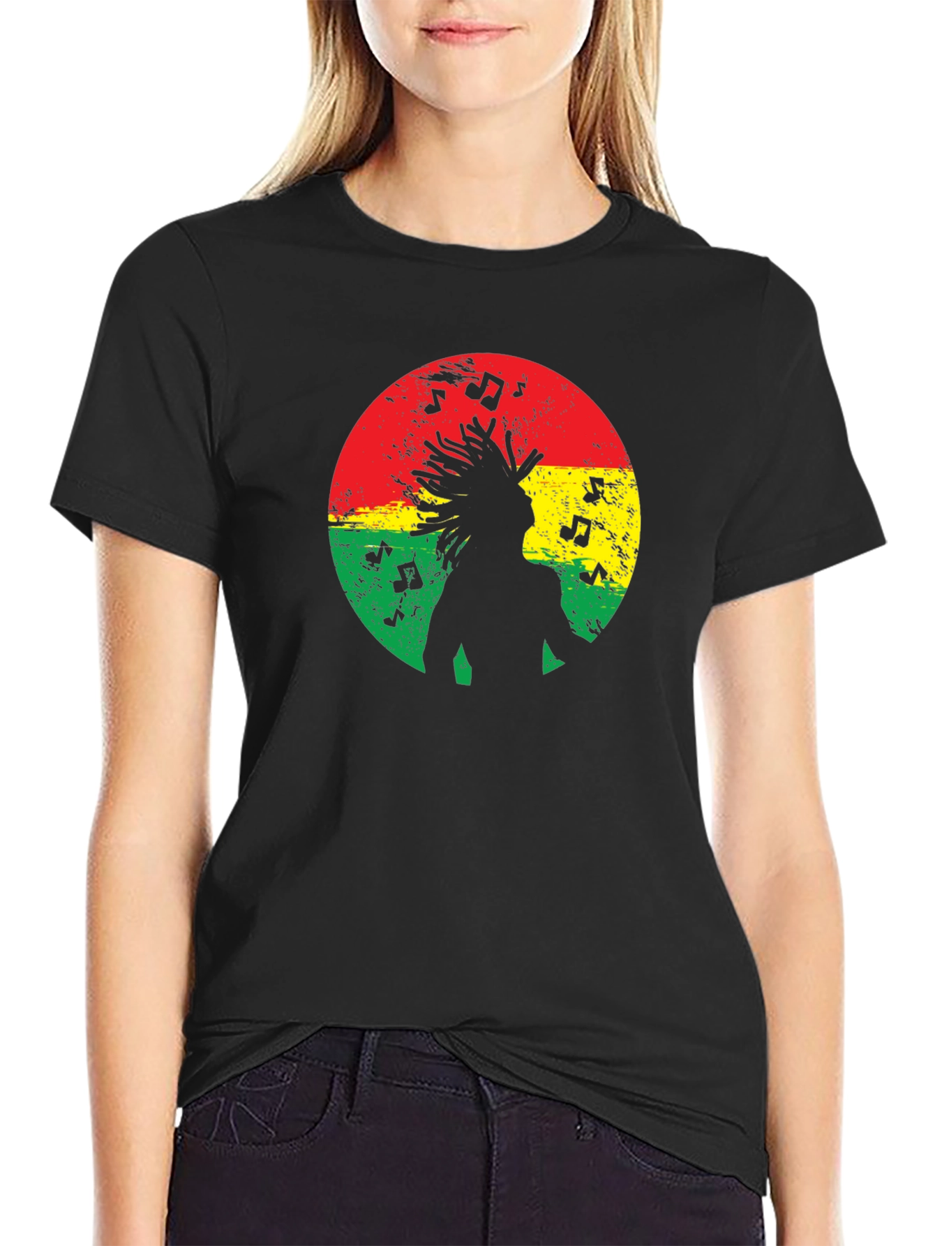 Reggae Music Silhouette Black T-Shirt