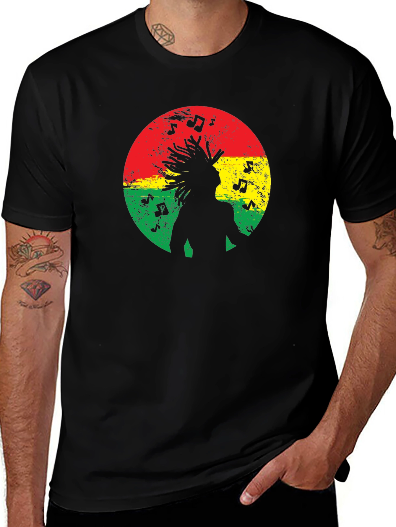 Reggae Music Silhouette Black T-Shirt