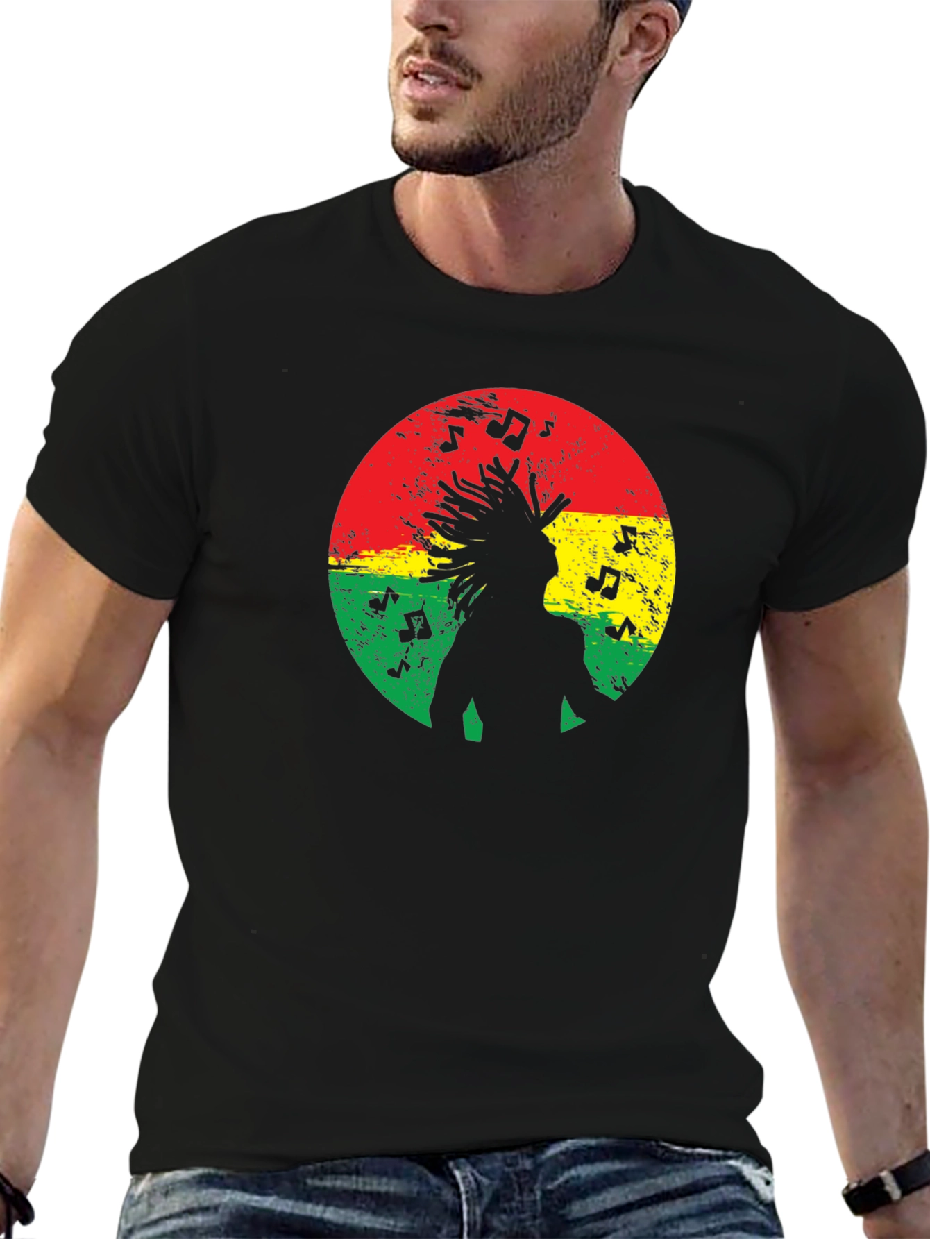 Reggae Music Silhouette Black T-Shirt