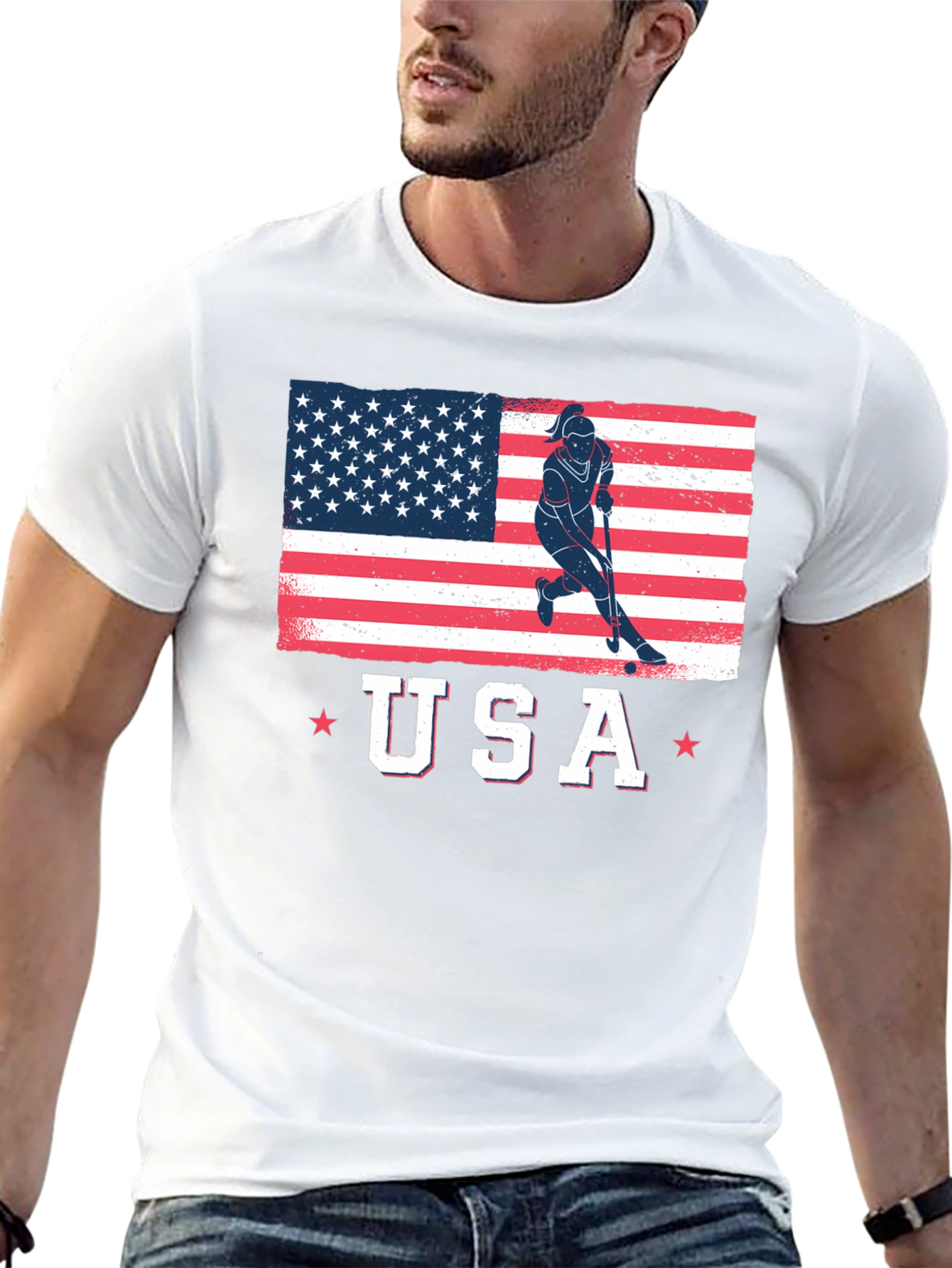 USA Flag Field Hockey T-Shirt