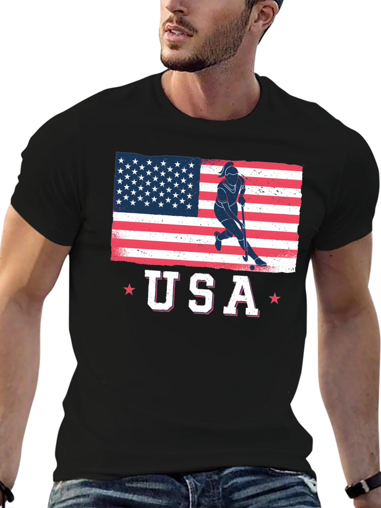 USA Flag Field Hockey T-Shirt