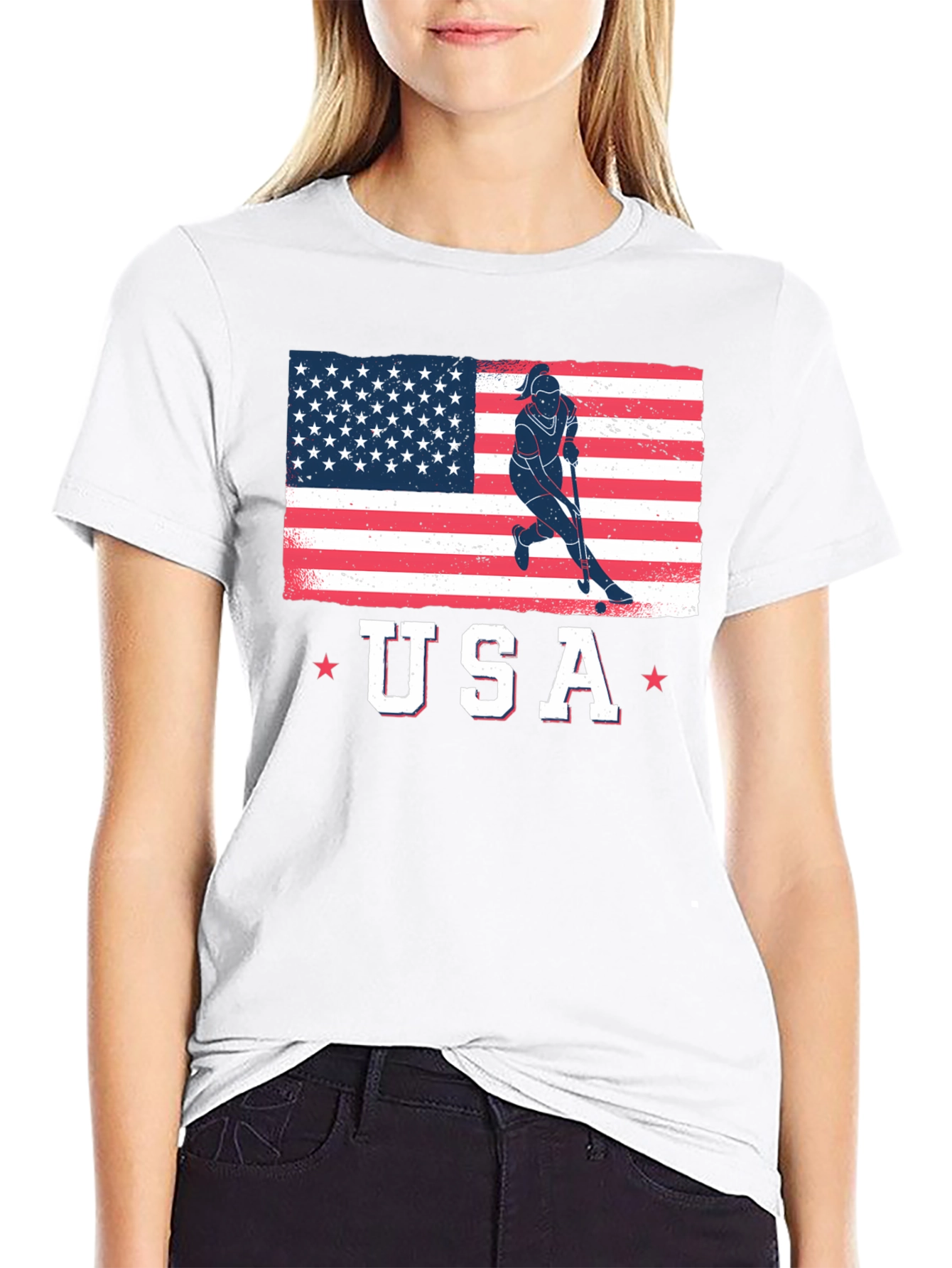 USA Flag Field Hockey T-Shirt