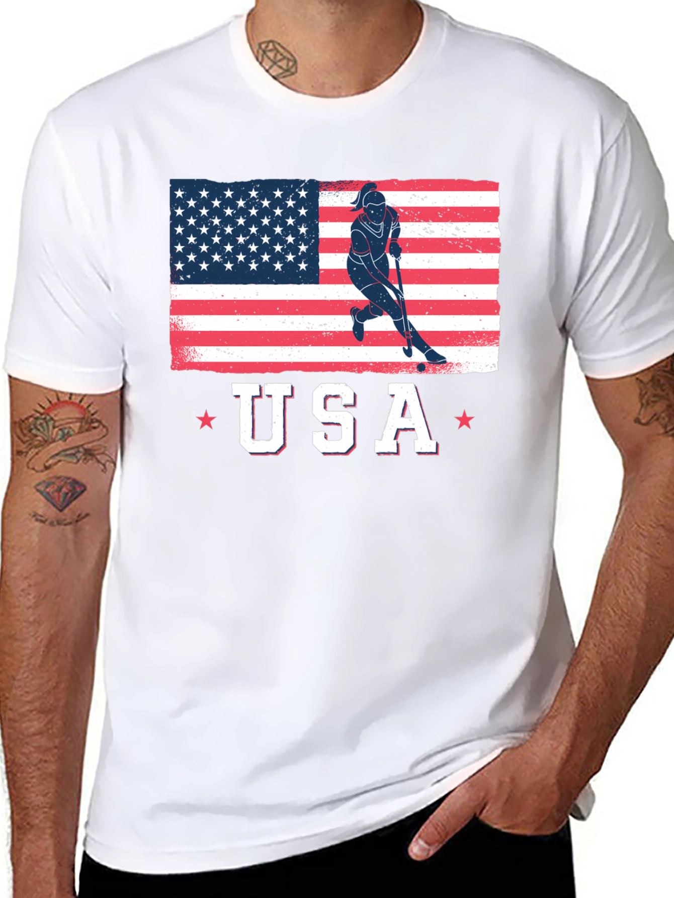 USA Flag Field Hockey T-Shirt