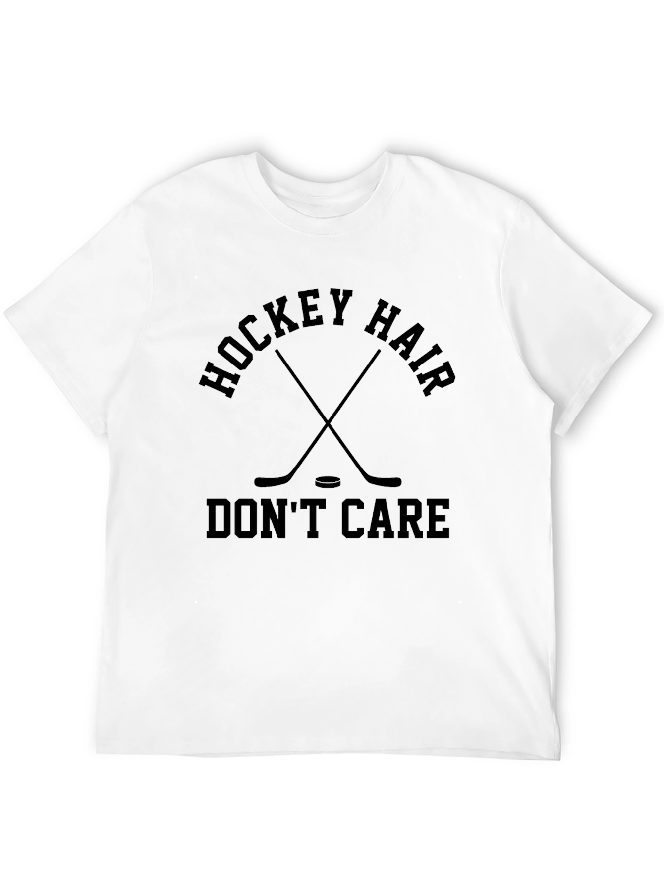 Hockey Hair Dont Care Black T-Shirt