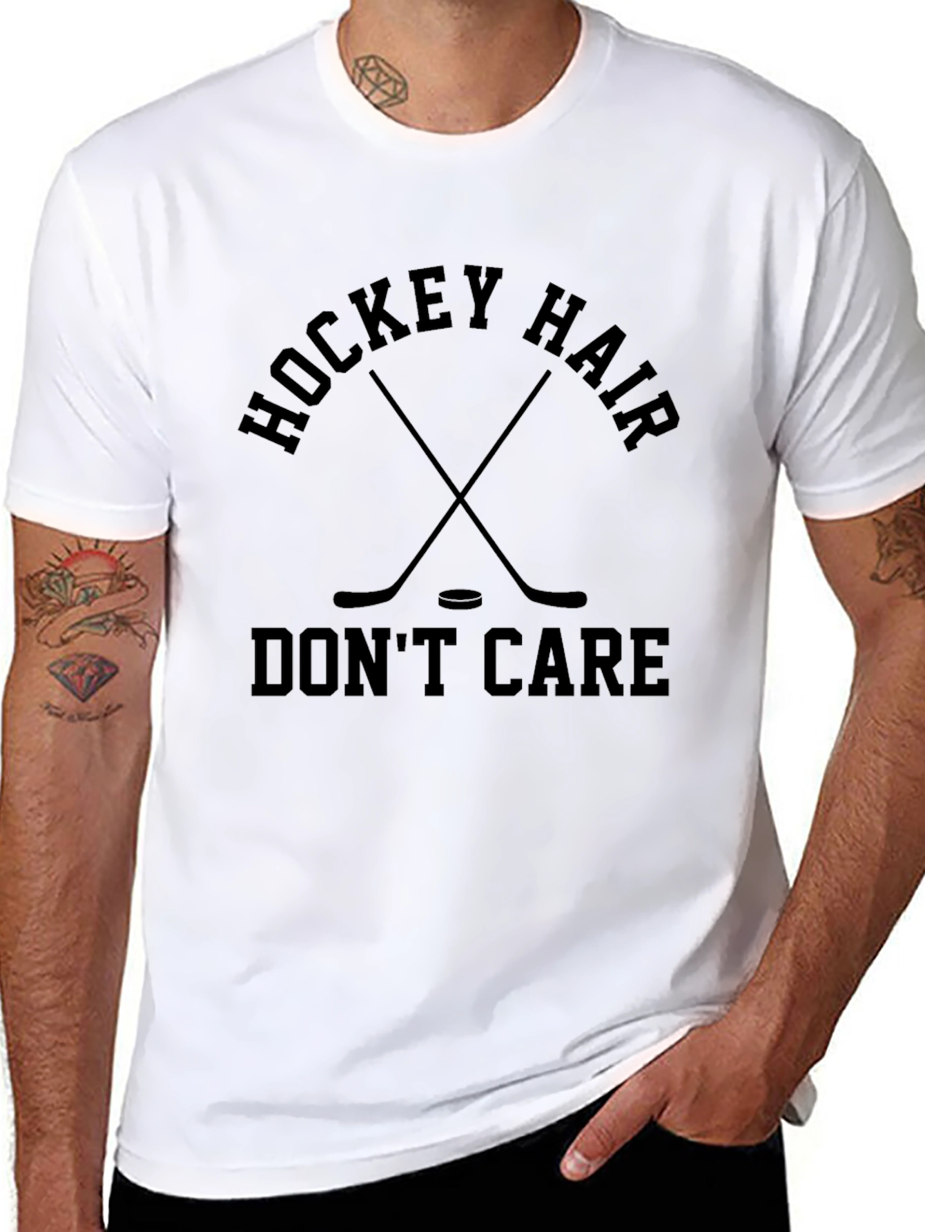 Hockey Hair Dont Care Black T-Shirt