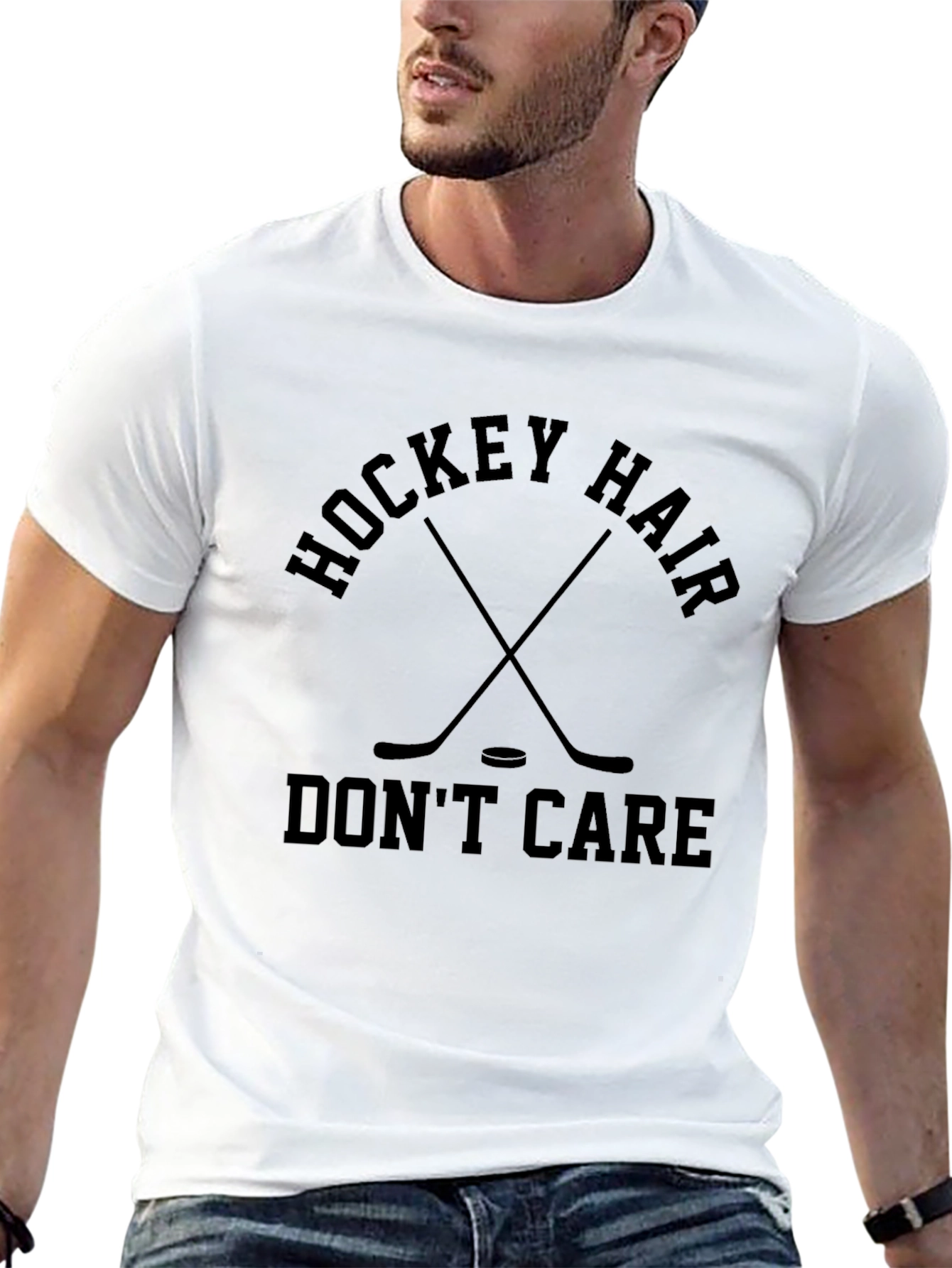 Hockey Hair Dont Care Black T-Shirt