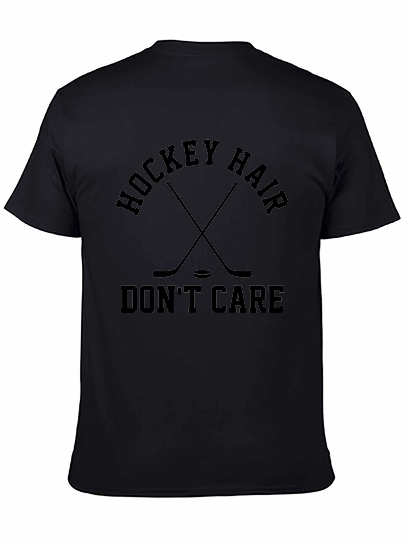 Hockey Hair Dont Care Black T-Shirt