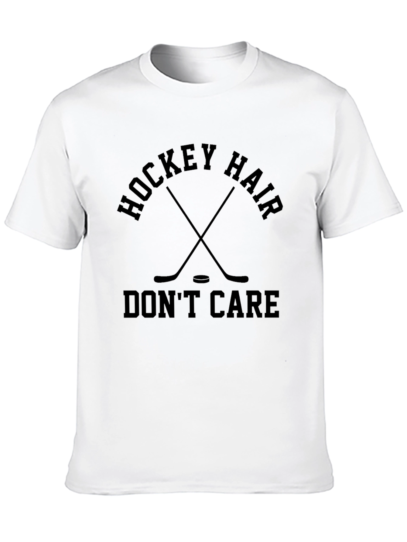Hockey Hair Dont Care Black T-Shirt