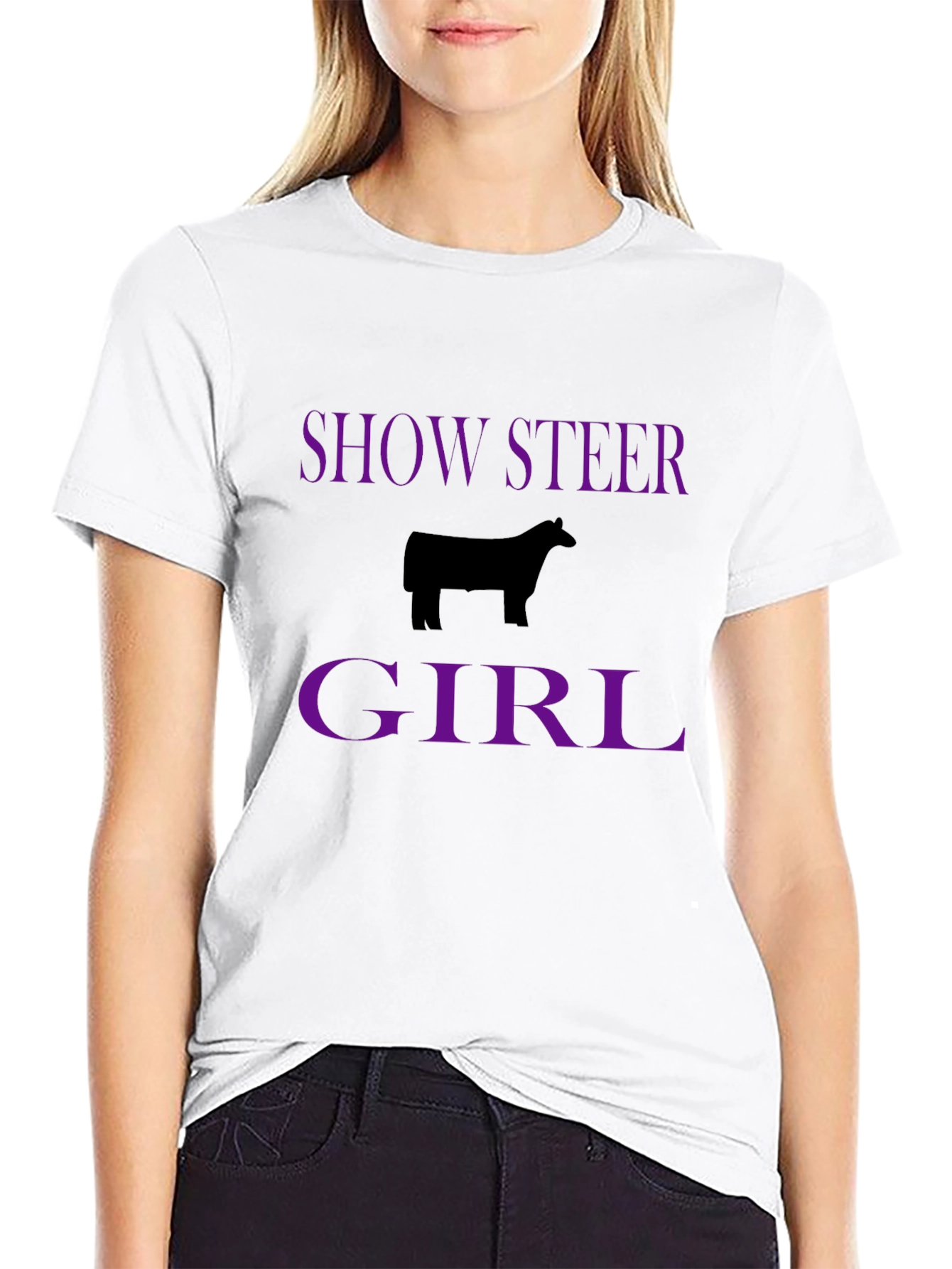 Show Steer Girl Graphic Tee - Black Cotton T-Shirt