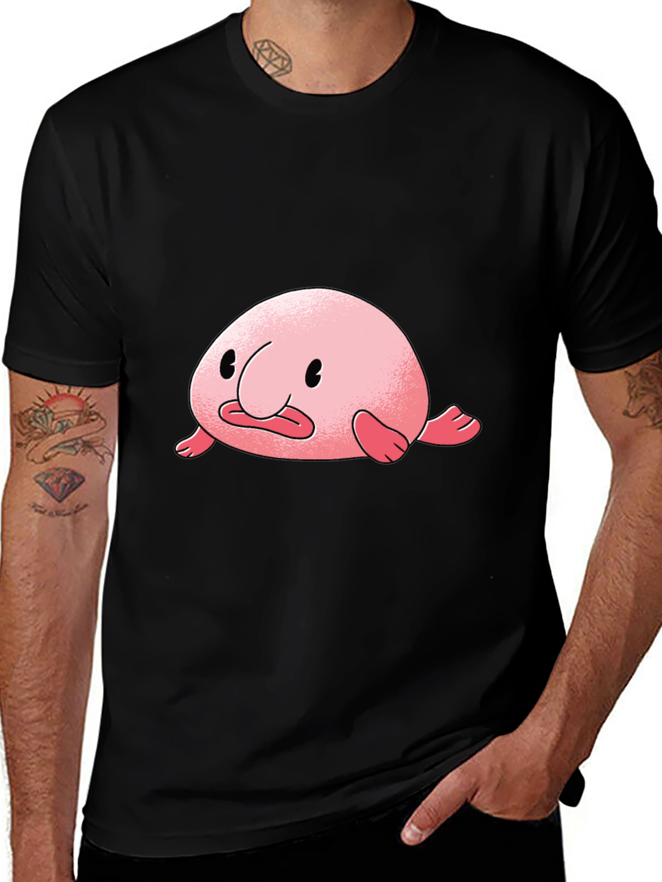 Blobfish Graphic Tee - Black Cotton T-Shirt