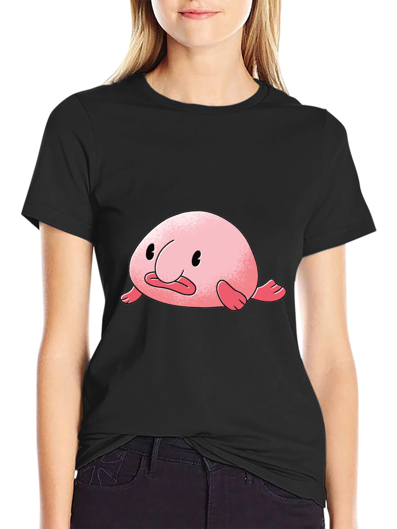 Blobfish Graphic Tee - Black Cotton T-Shirt