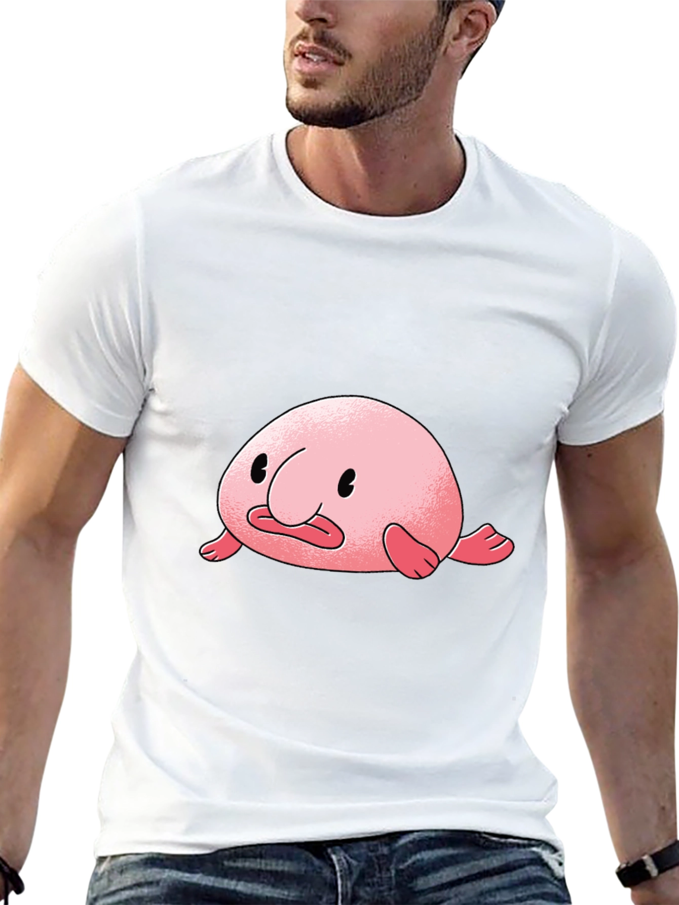 Blobfish Graphic Tee - Black Cotton T-Shirt