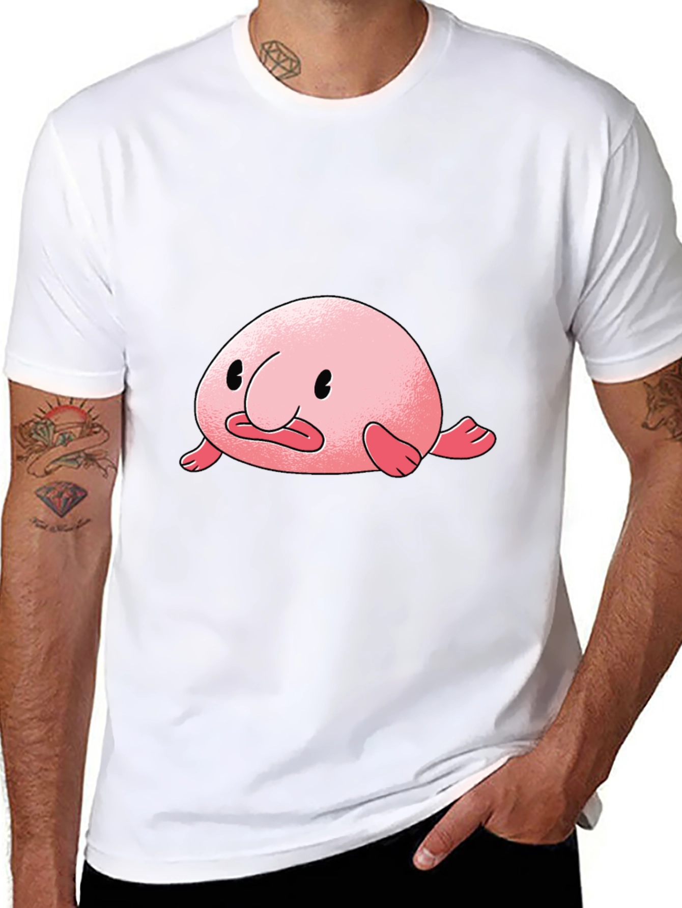 Blobfish Graphic Tee - Black Cotton T-Shirt