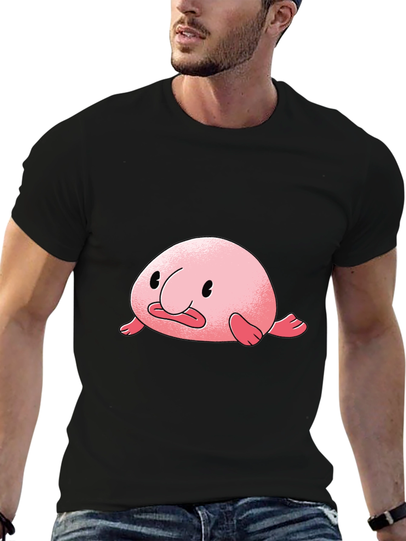 Blobfish Graphic Tee - Black Cotton T-Shirt