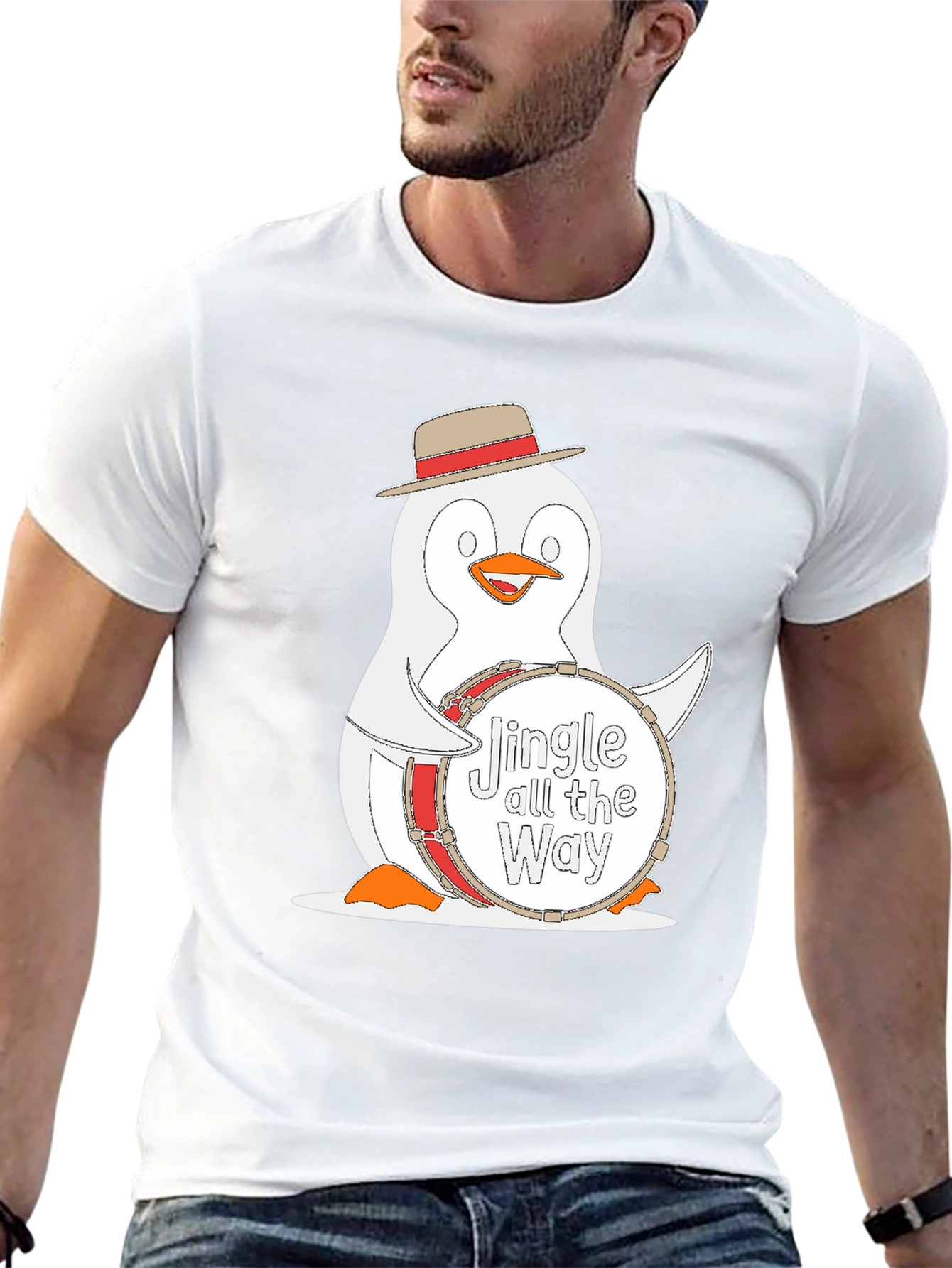Festive Penguin Drummer T-Shirt