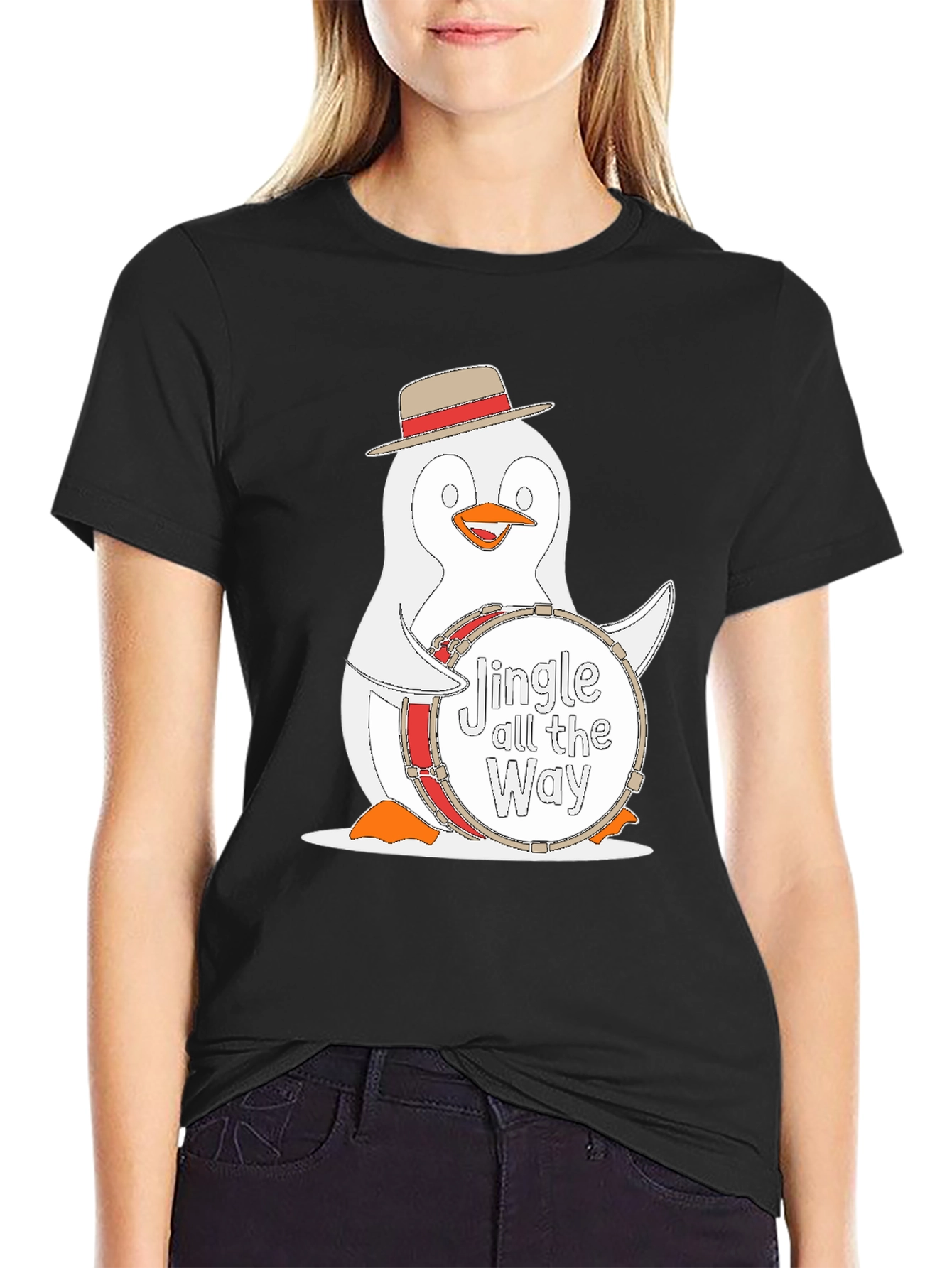 Festive Penguin Drummer T-Shirt
