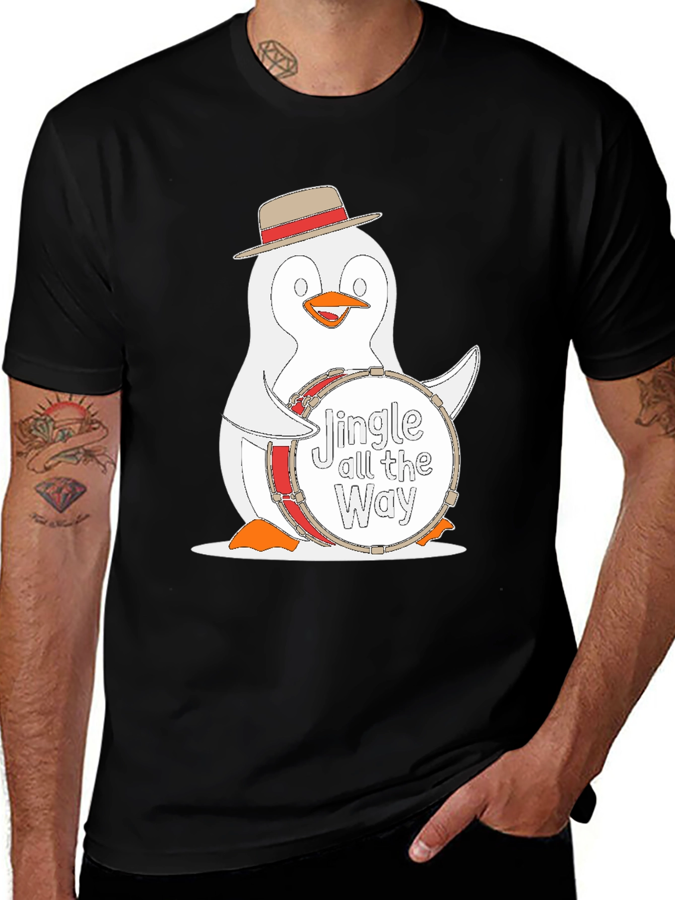 Festive Penguin Drummer T-Shirt