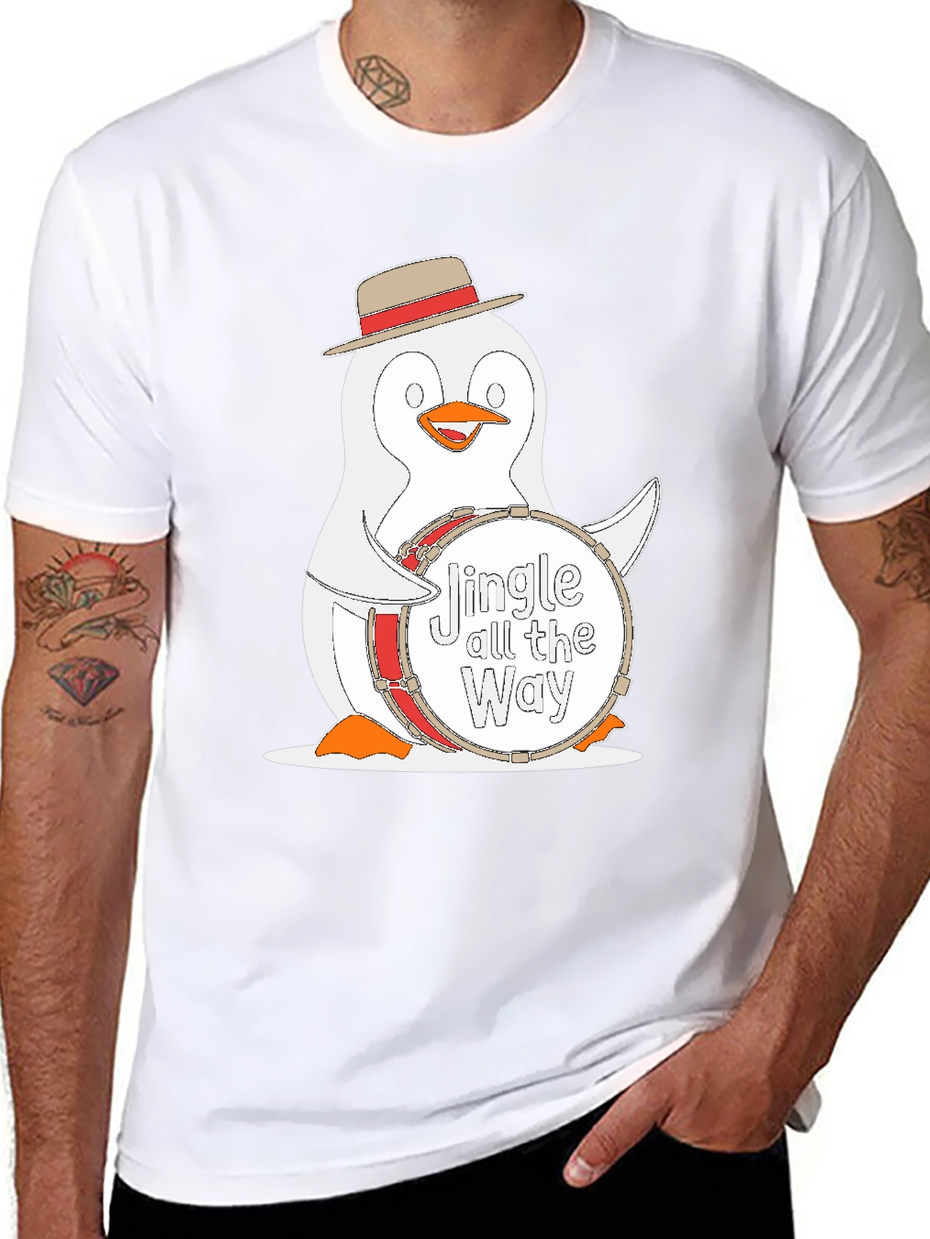 Festive Penguin Drummer T-Shirt