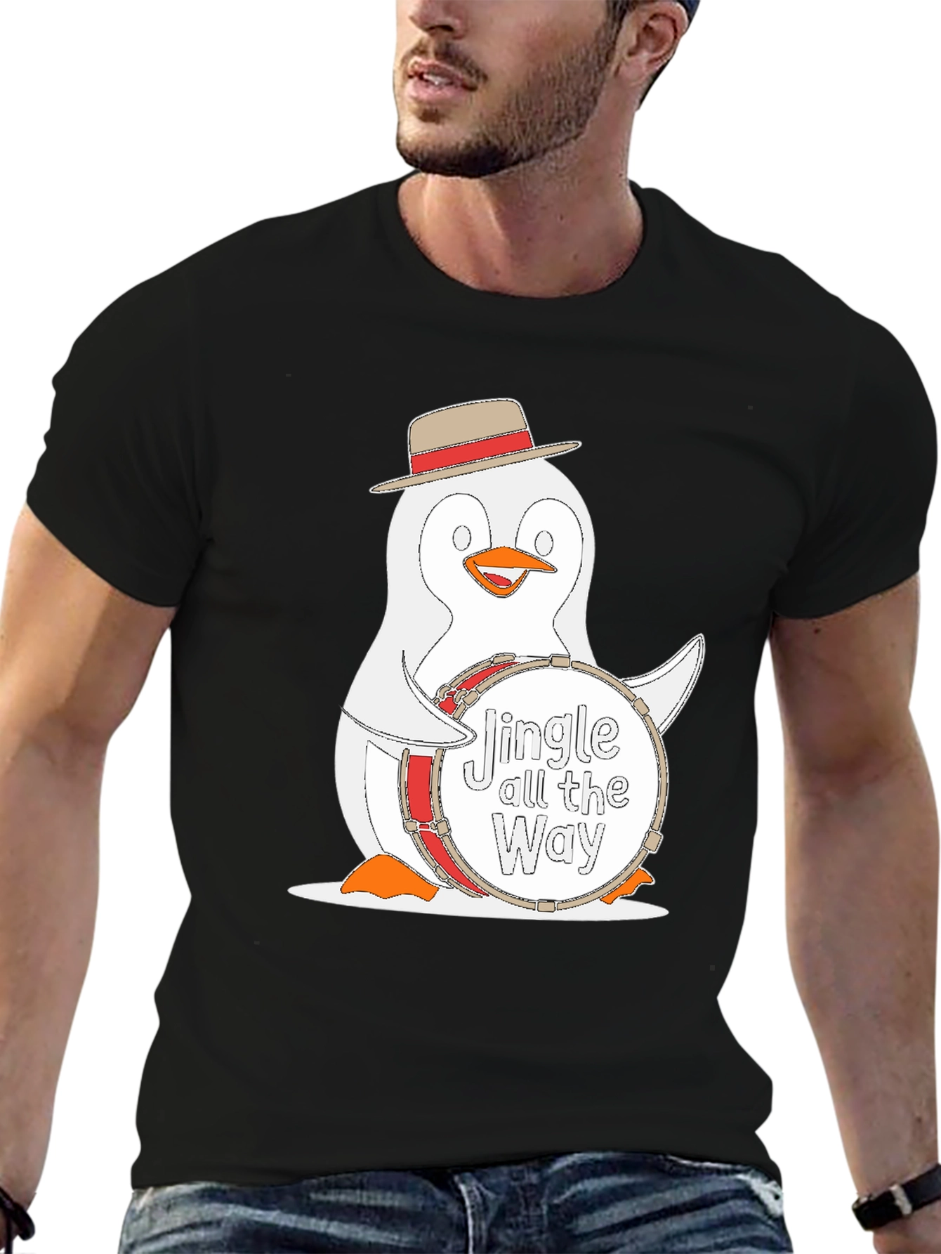 Festive Penguin Drummer T-Shirt