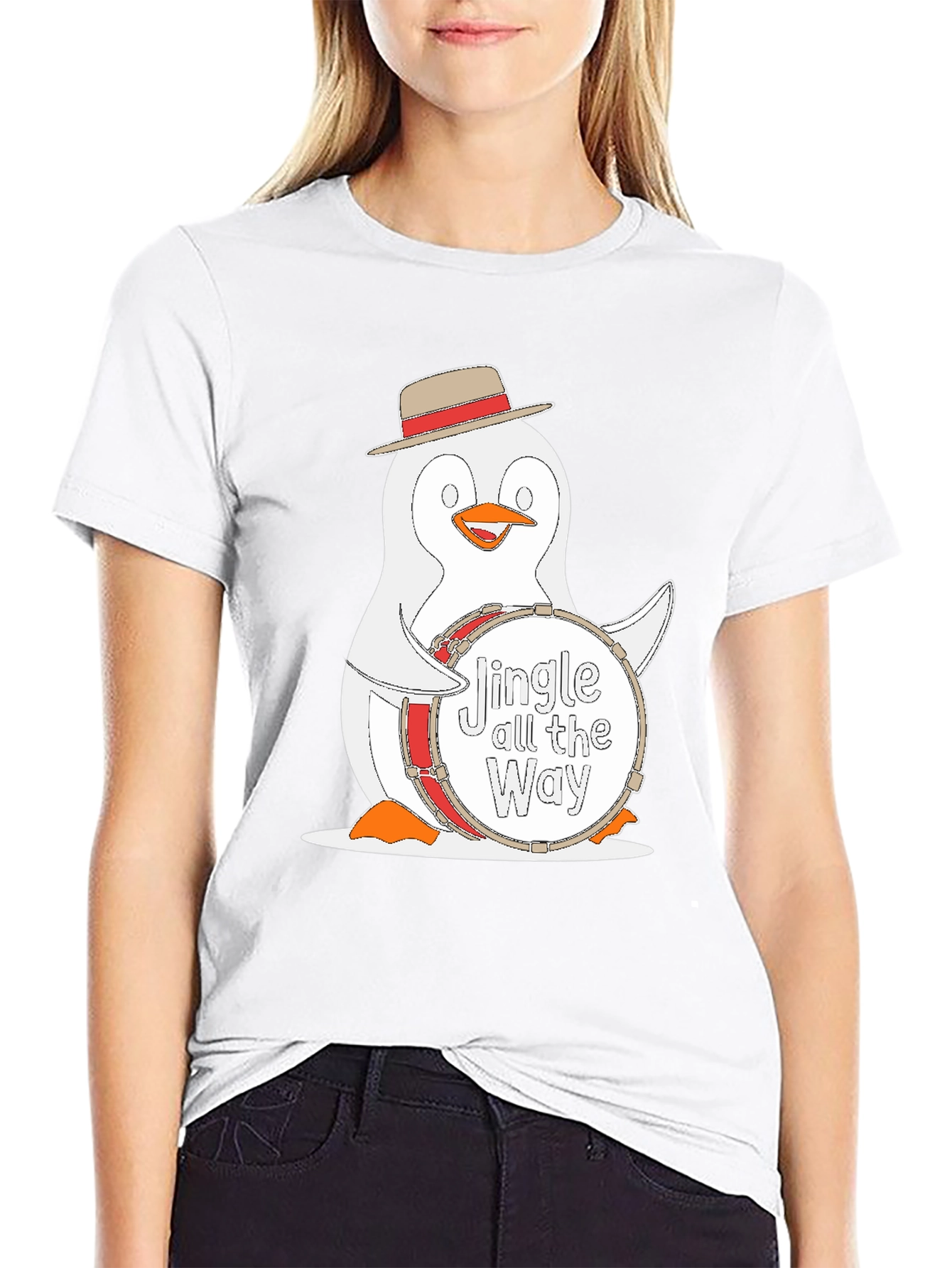 Festive Penguin Drummer T-Shirt