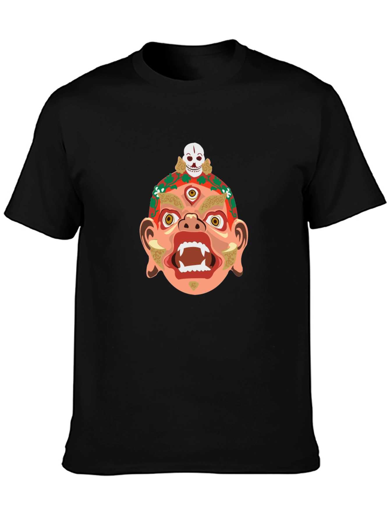Mystic Mask Graphic Tee - Bold Black Cotton Shirt