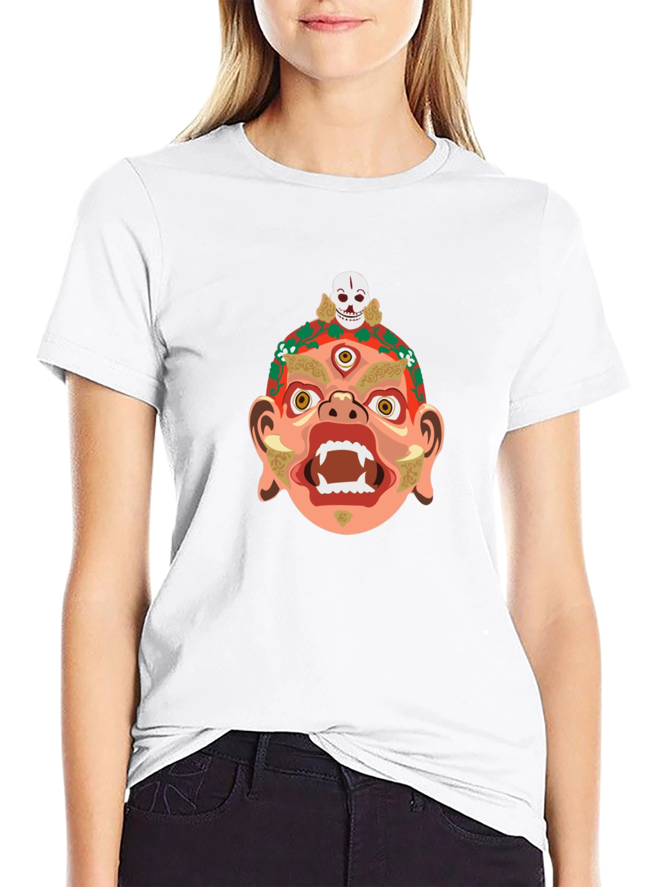 Mystic Mask Graphic Tee - Bold Black Cotton Shirt