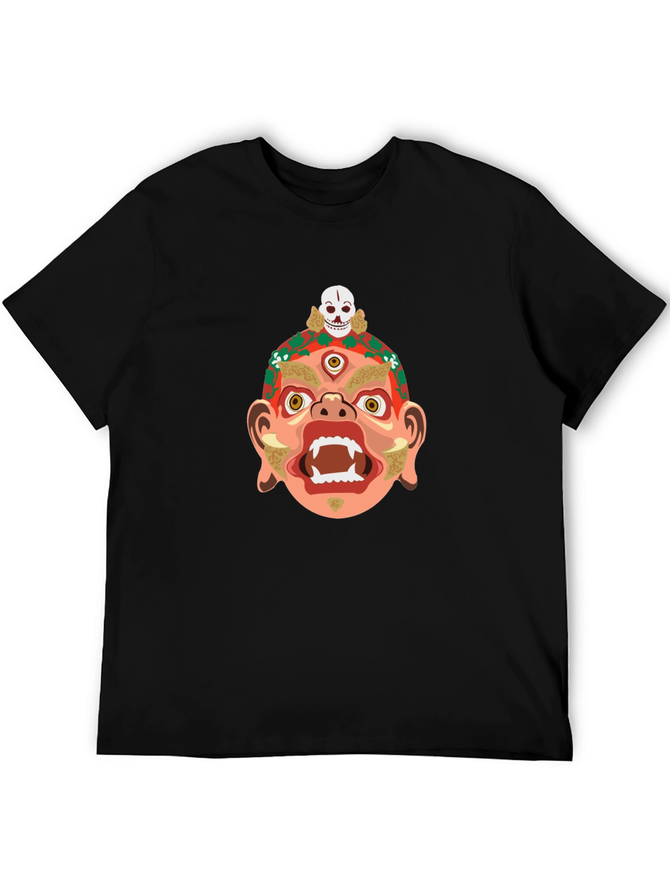 Mystic Mask Graphic Tee - Bold Black Cotton Shirt