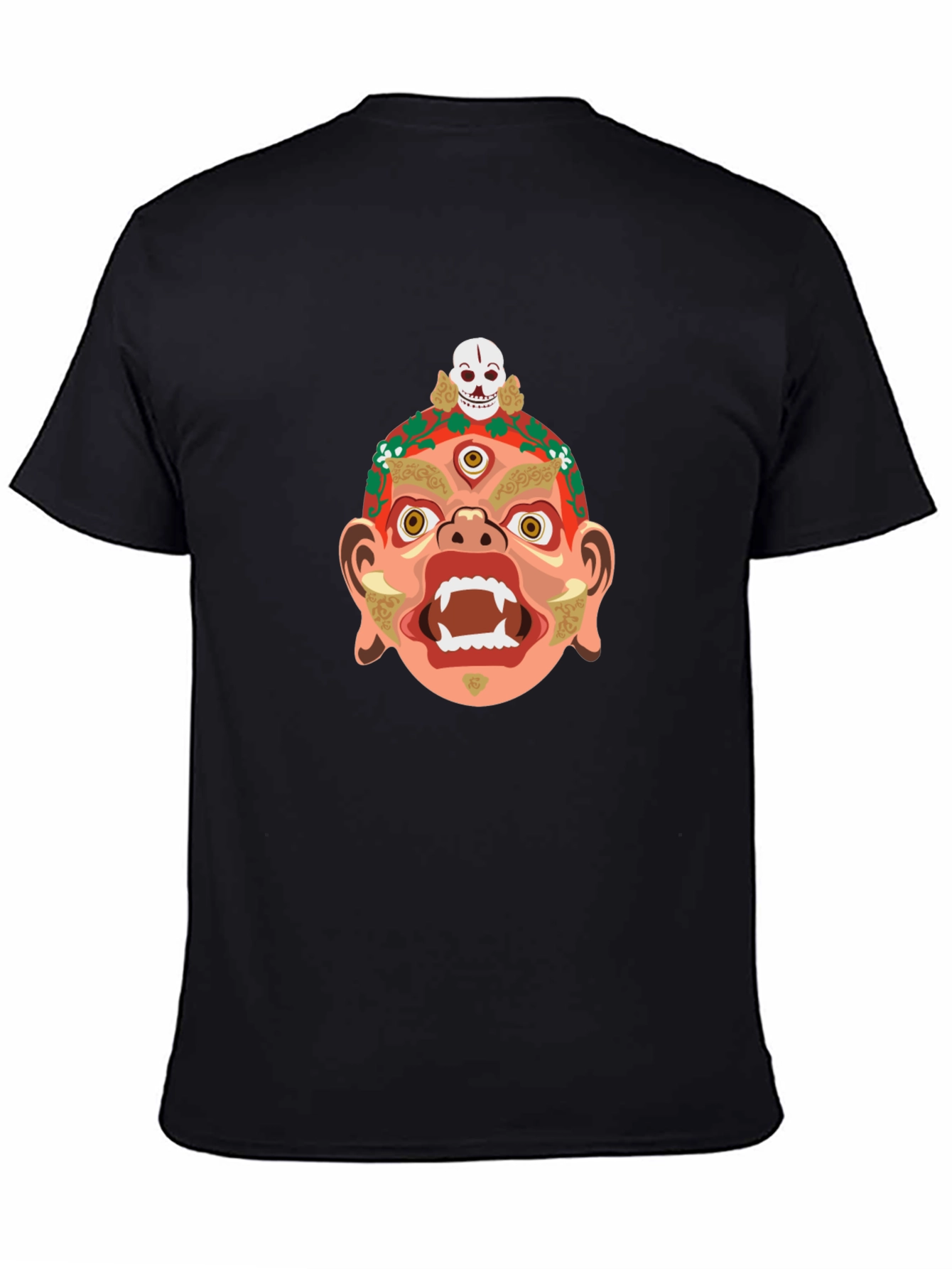 Mystic Mask Graphic Tee - Bold Black Cotton Shirt