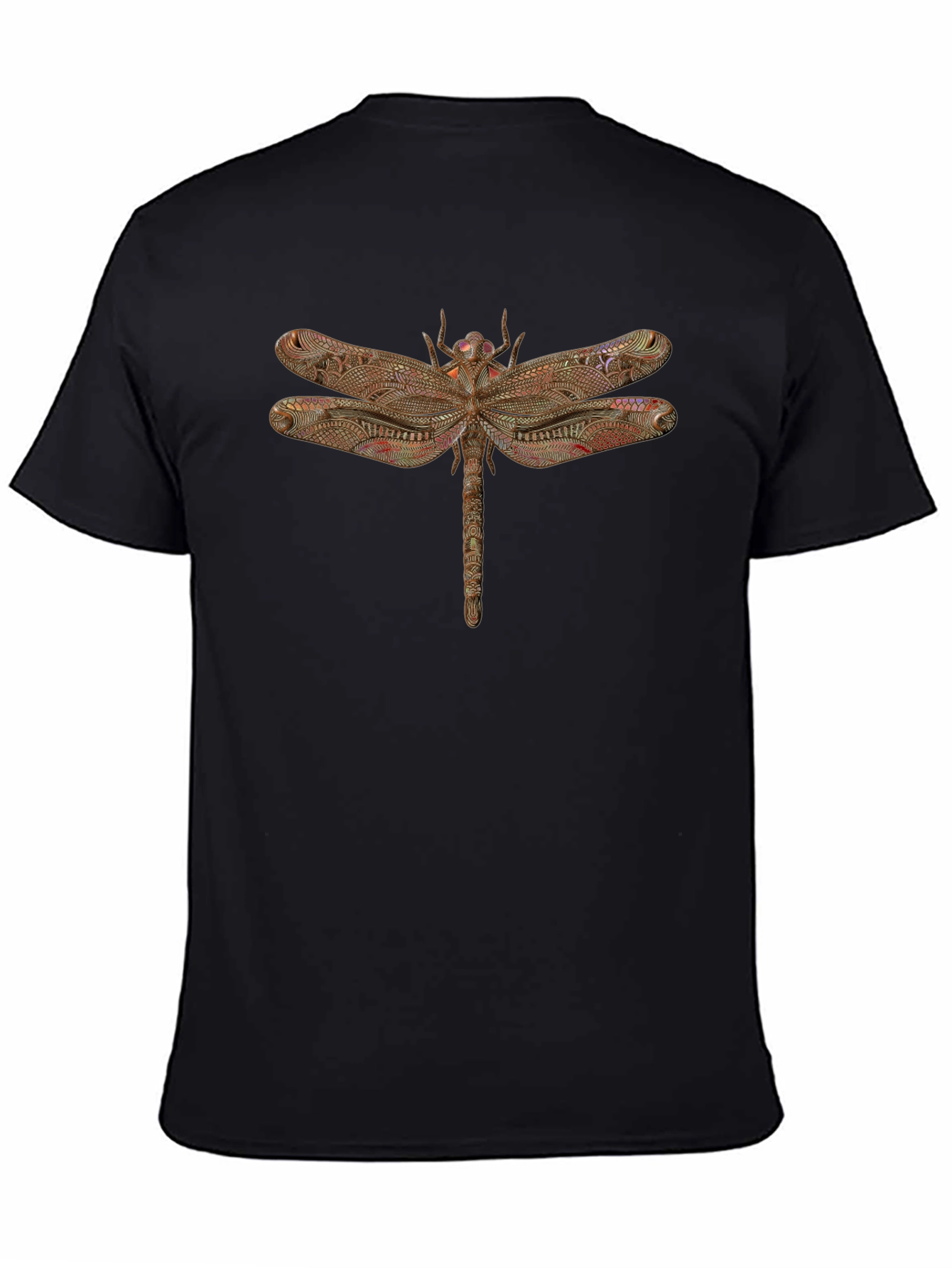 Dragonfly Graphic Print Black T-Shirt